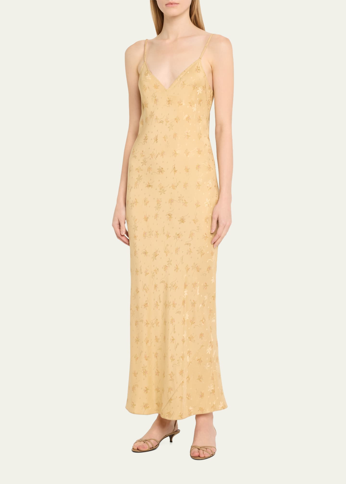 FRAME Floral Silk Long VNeck Cami Dress Bergdorf Goodman