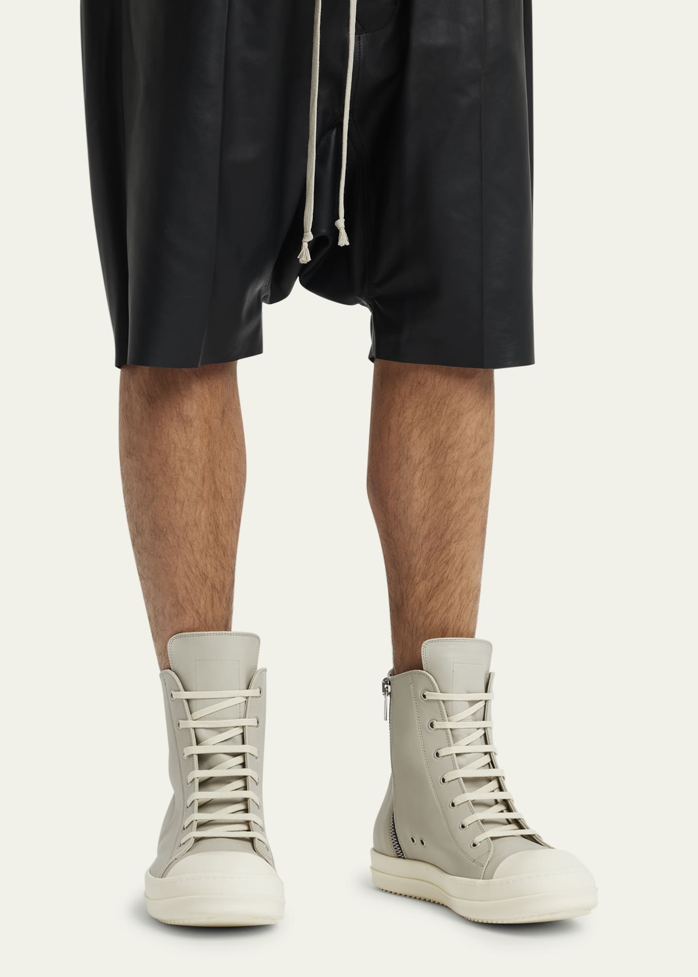 Rick owens leather high top sneakers deals