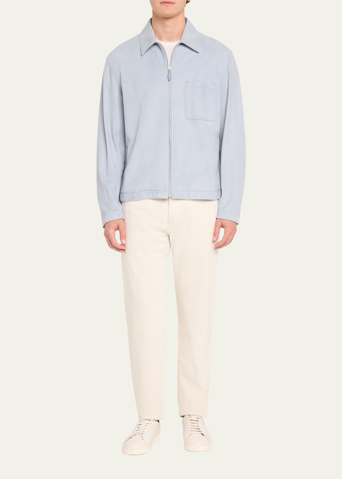 Berluti Men's Suede Overshirt with Scritto Pocket Image 2 of 5