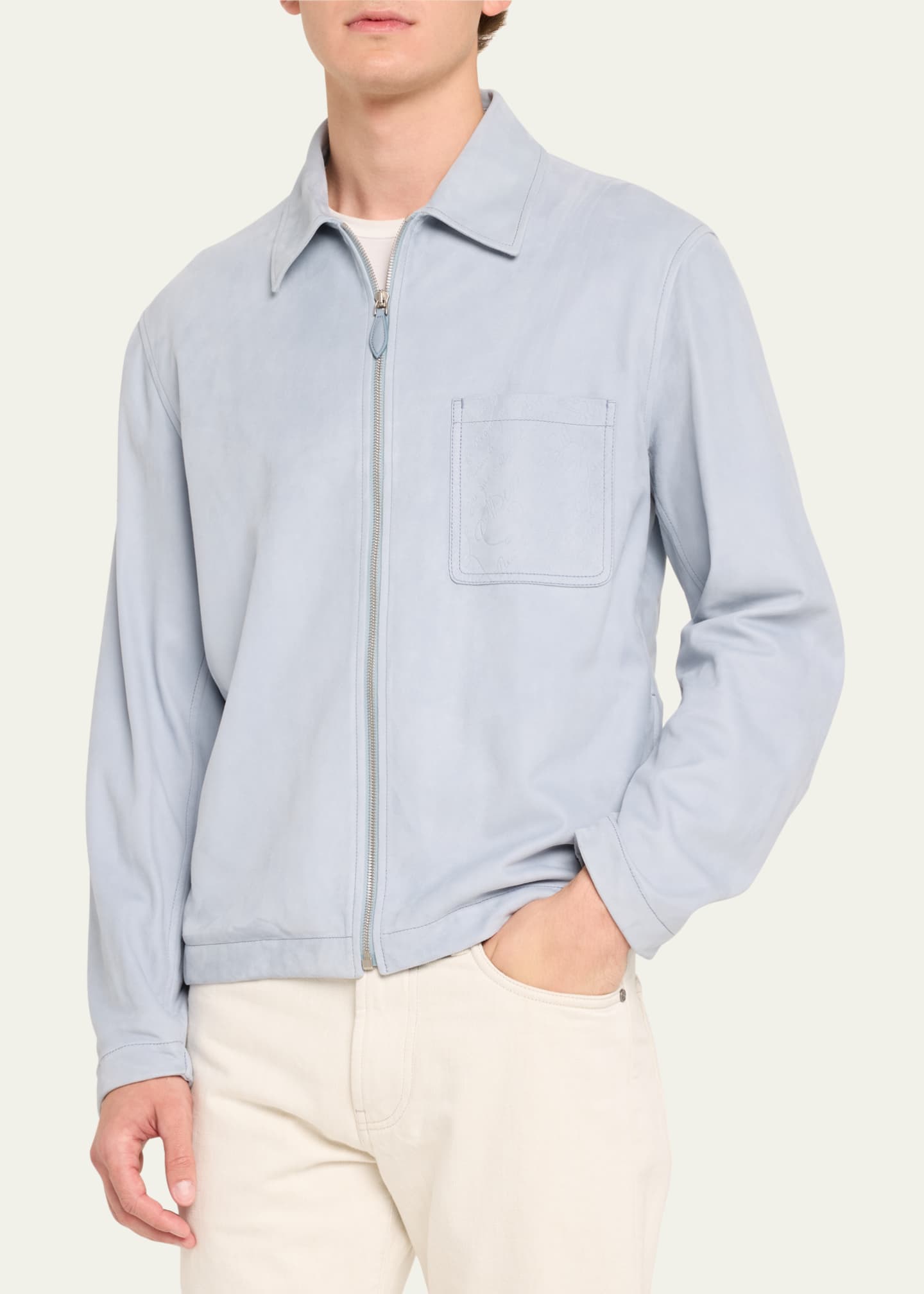 Berluti Men's Suede Overshirt with Scritto Pocket Image 4 of 5