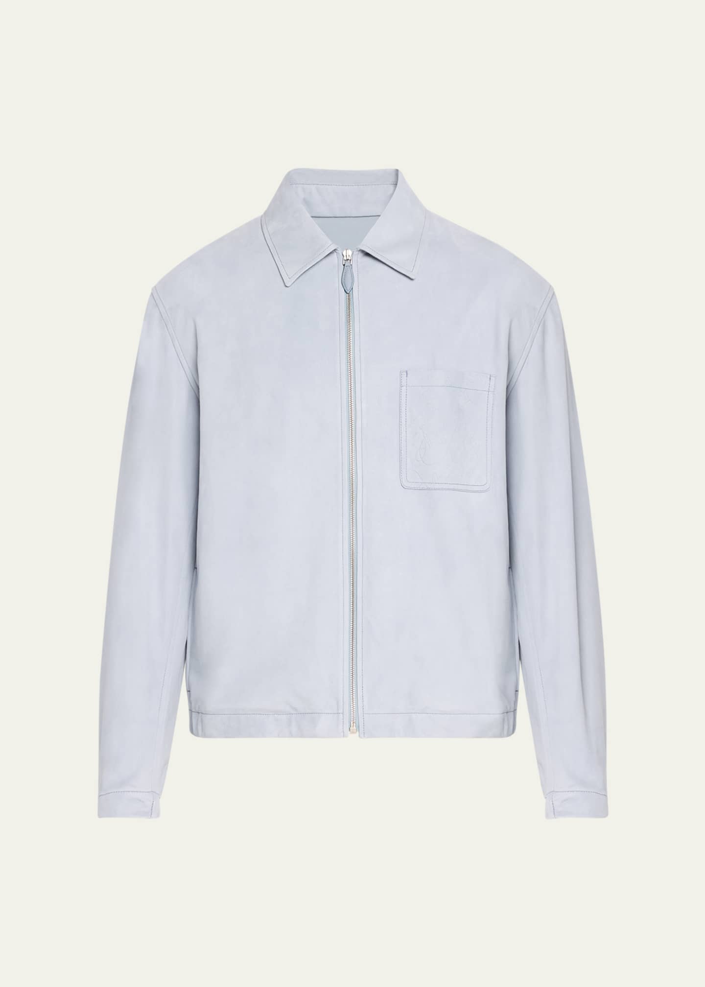 Berluti Men's Suede Overshirt with Scritto Pocket Image 1 of 5