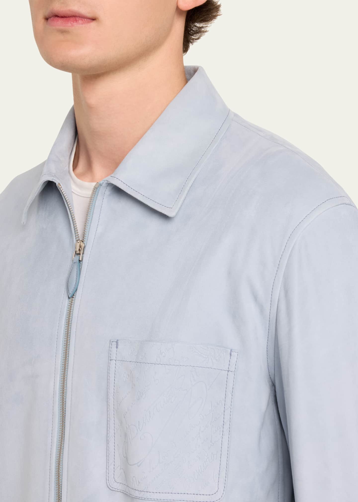 Berluti Men's Suede Overshirt with Scritto Pocket Image 5 of 5