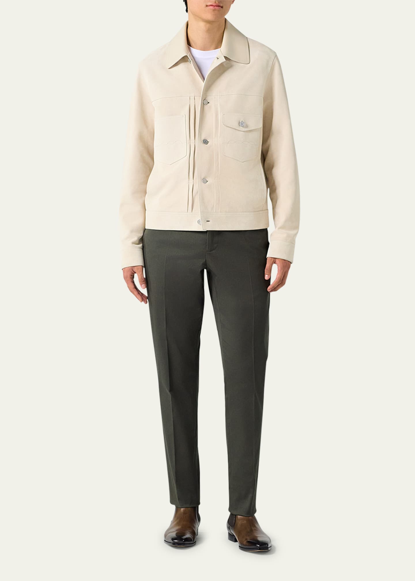 Berluti Men's Suede Button-Front Blouson Jacket Image 2 of 5
