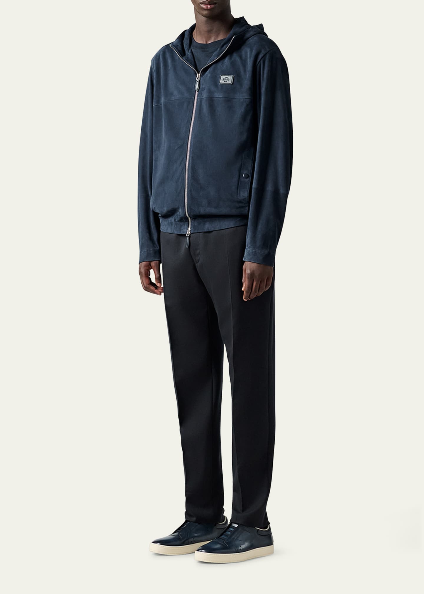 Berluti Men's Full-Zip Leather Hoodie Image 2 of 5