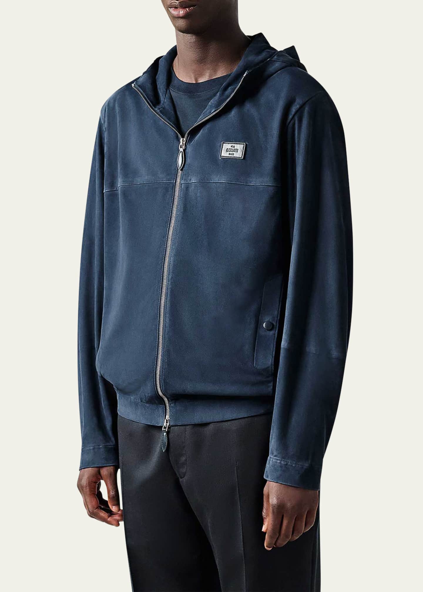 Berluti Men's Full-Zip Leather Hoodie Image 4 of 5