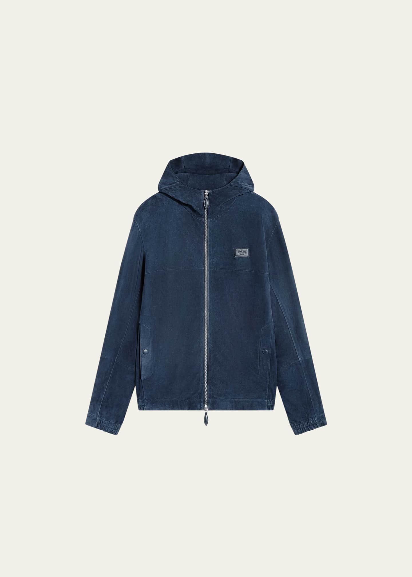 Berluti Men's Full-Zip Leather Hoodie Image 1 of 5