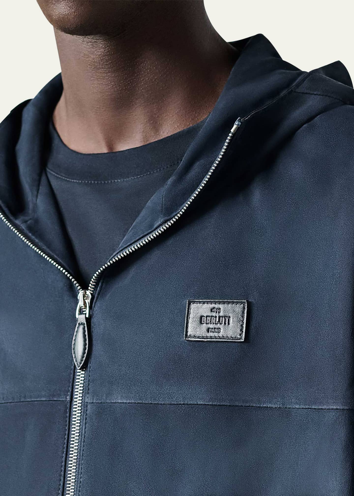 Berluti Men's Full-Zip Leather Hoodie Image 5 of 5
