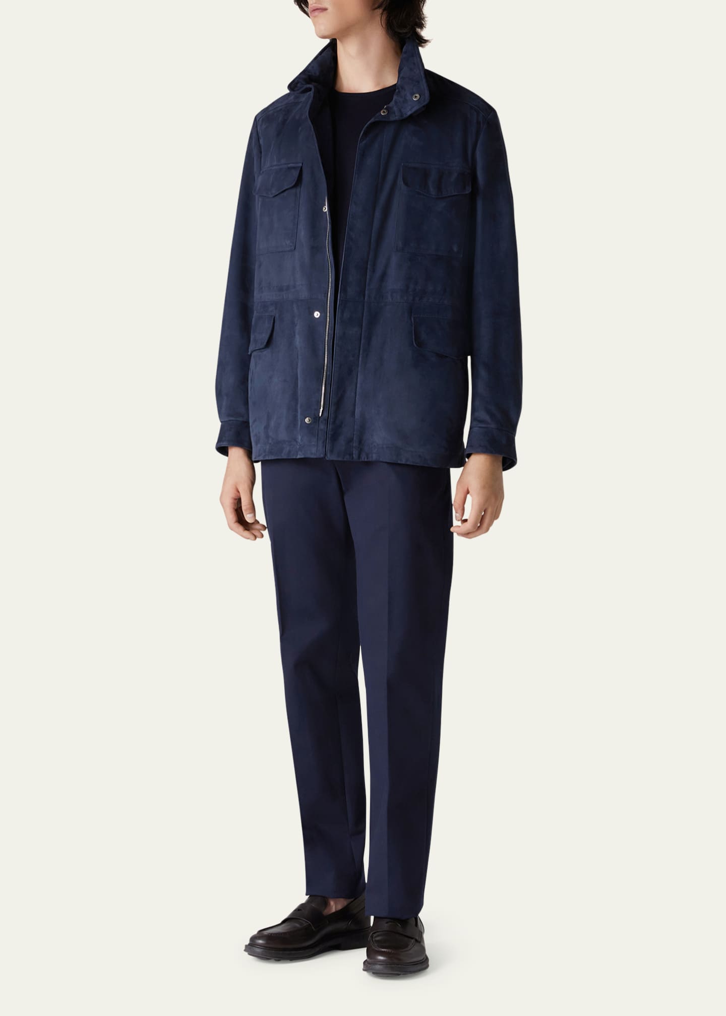Loro Piana Men s Suede Concealed Zip Field Jacket