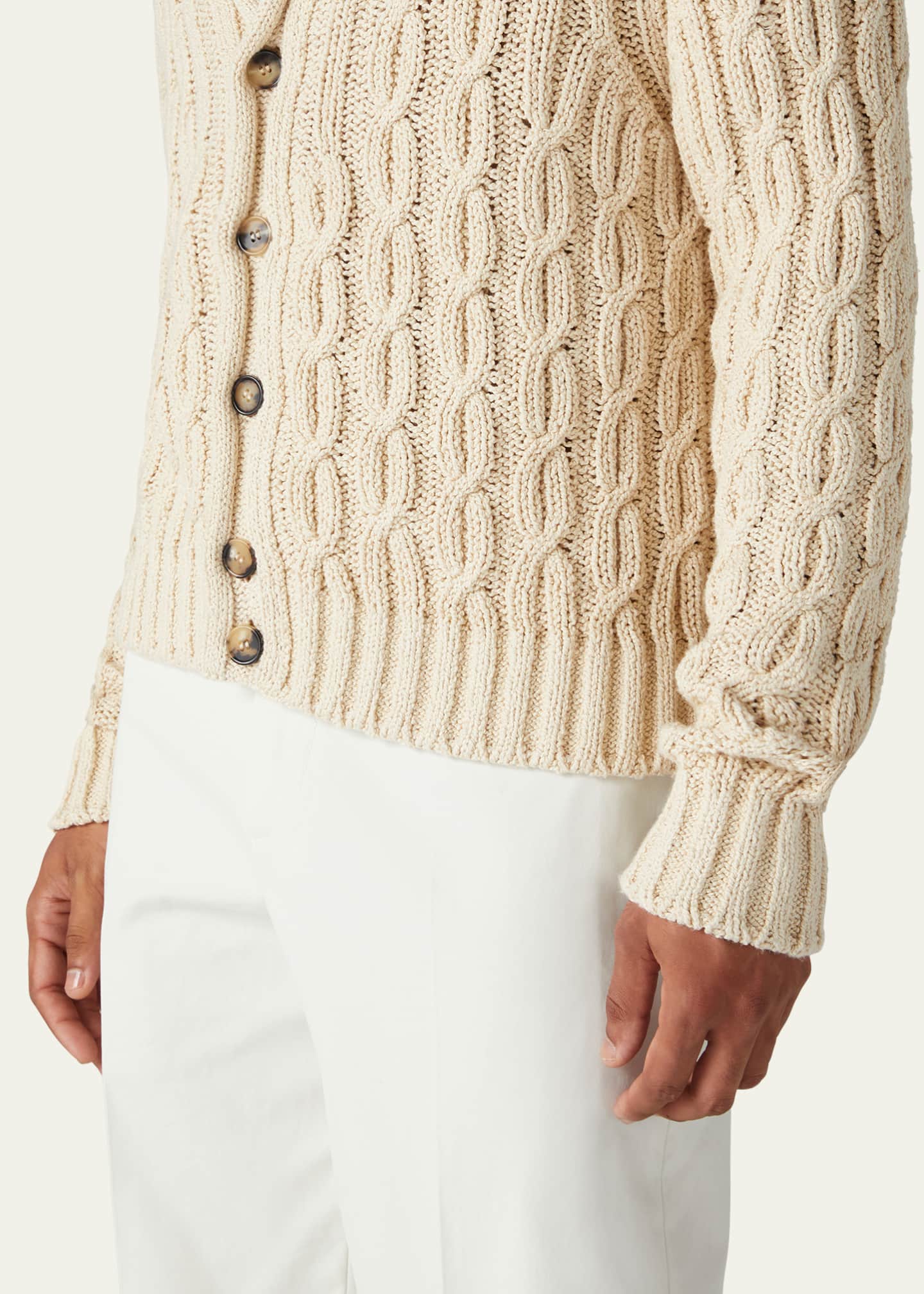Cotton cable discount knit cardigan sweater