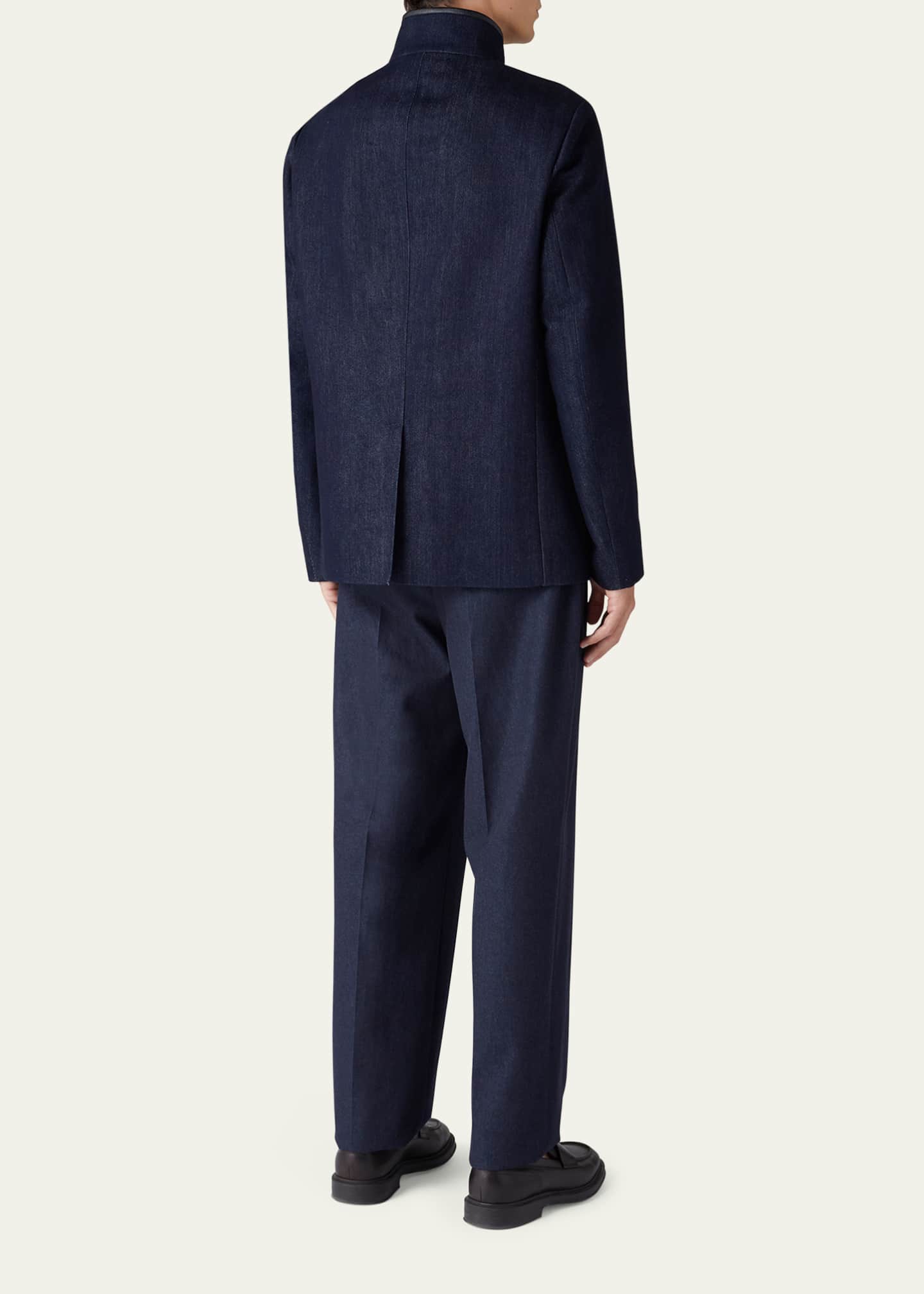 Loro Piana Men's Spagna Cashmere-Cotton Denim Jacket Image 3 of 5