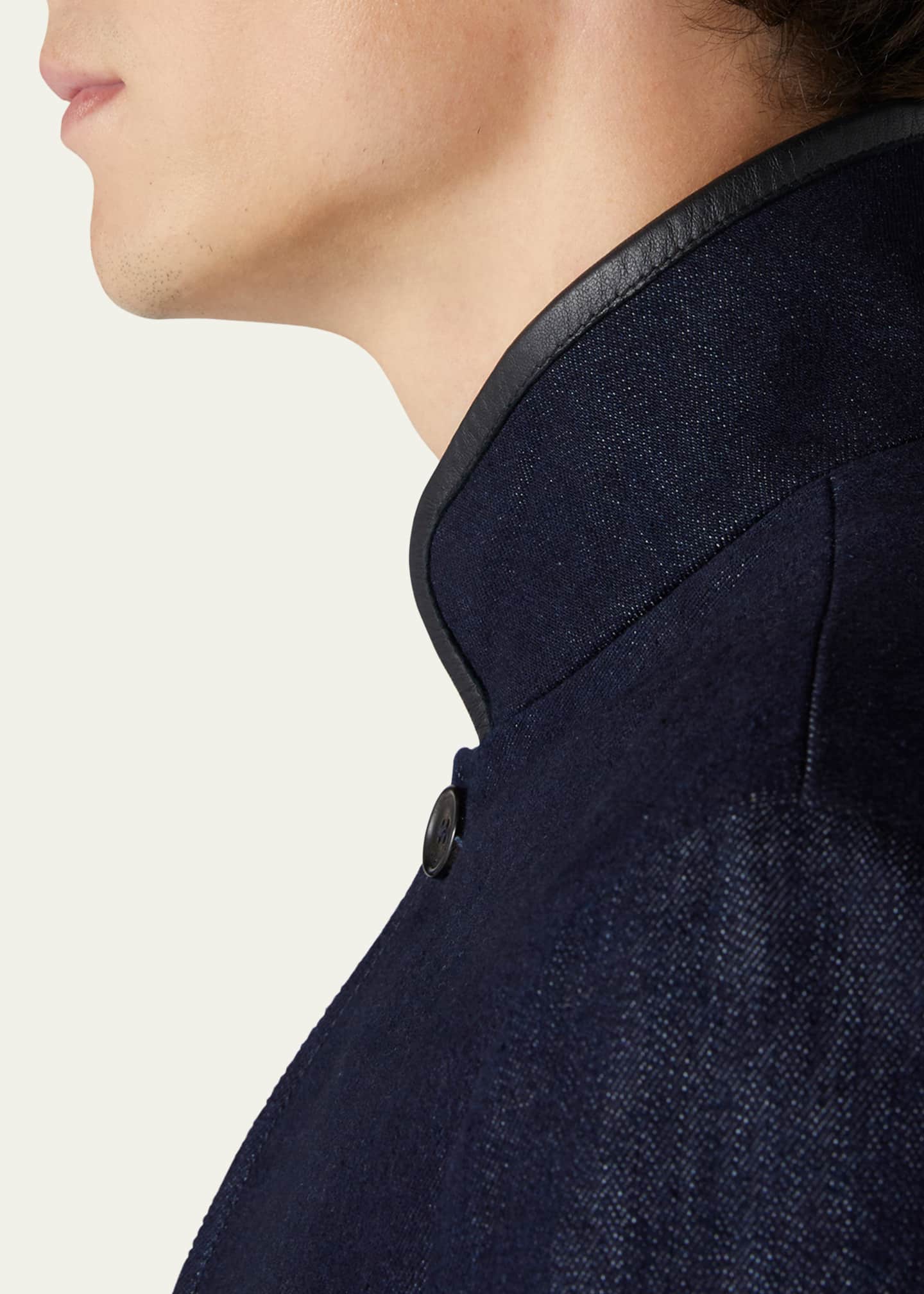 Loro Piana Men's Spagna Cashmere-Cotton Denim Jacket Image 5 of 5