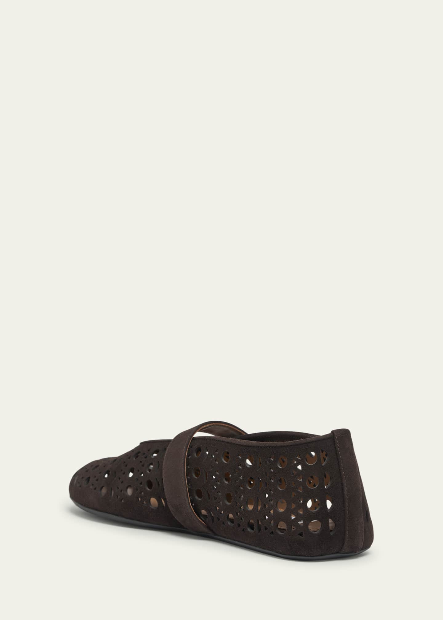 ALAIA Vienne Perforated Suede Buckle Ballerina Flats Image 2 of 4