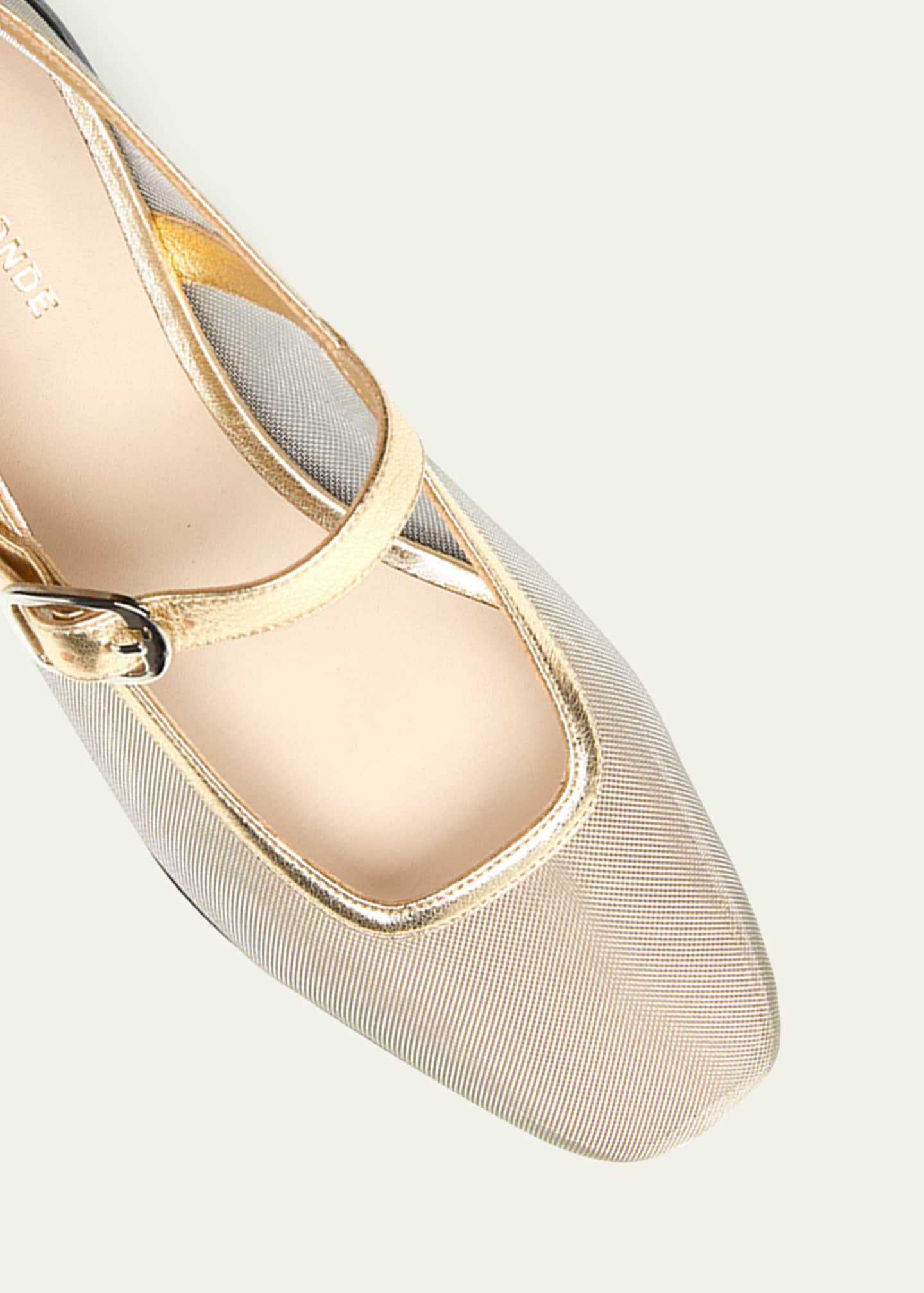 Le Monde Beryl Mesh Metallic Mary Jane Ballerina Flats