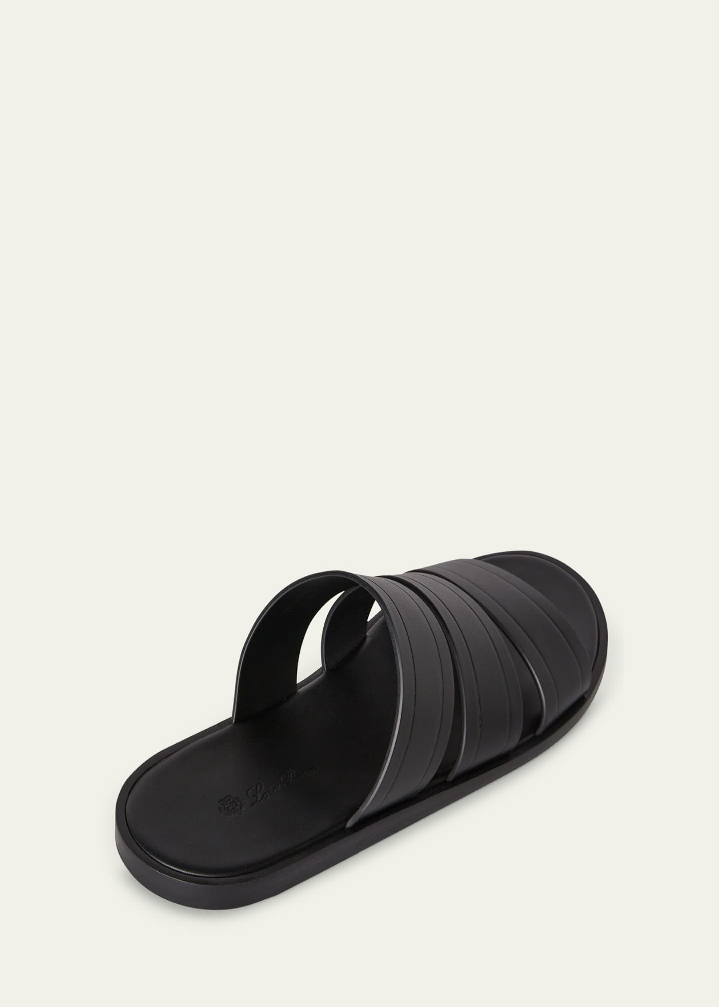 Loro Piana Men's Naha Seawalk Leather Slide Sandals Image 3 of 3
