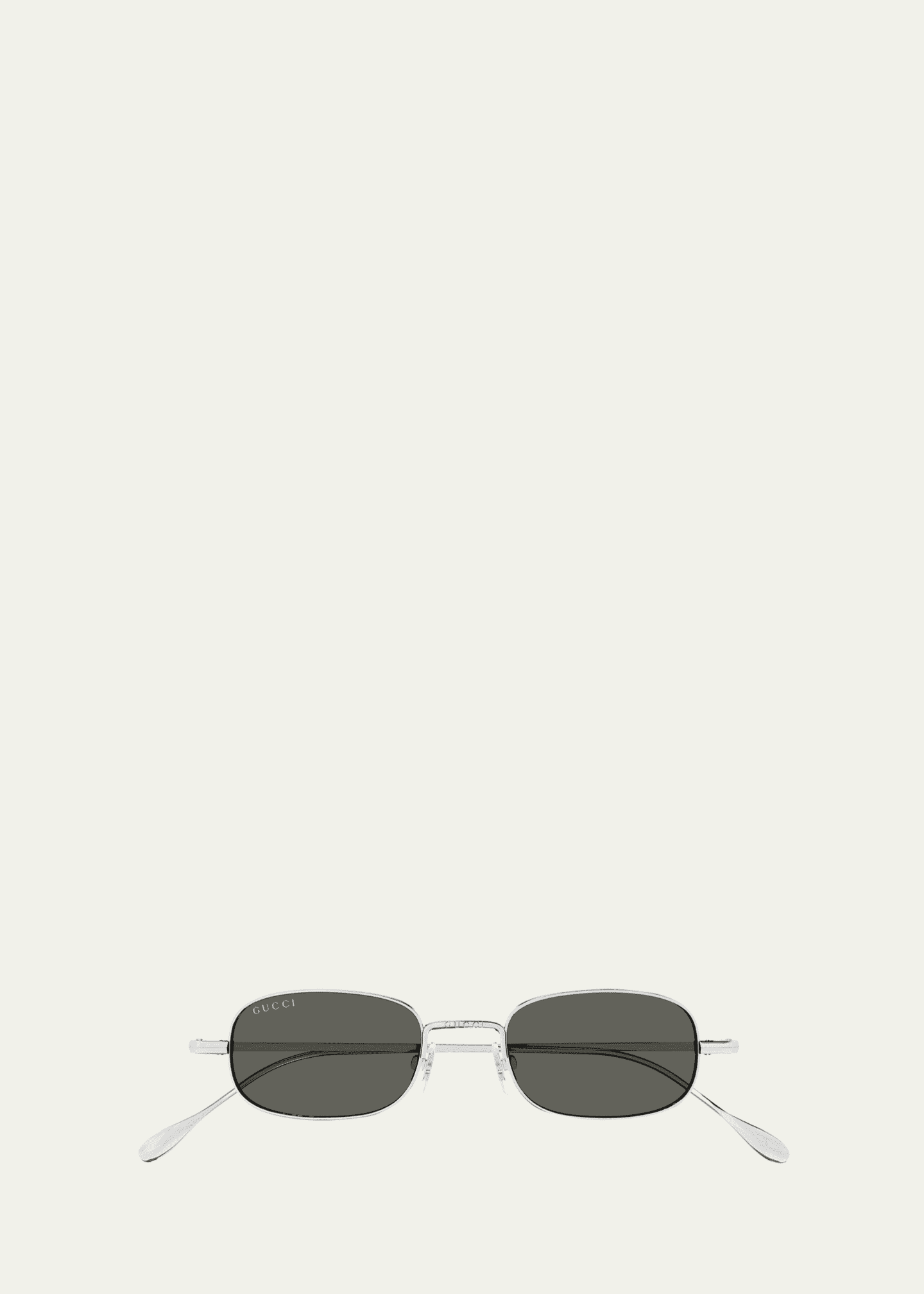 Gucci Engraved Logo Metal Oval Sunglasses - Bergdorf Goodman