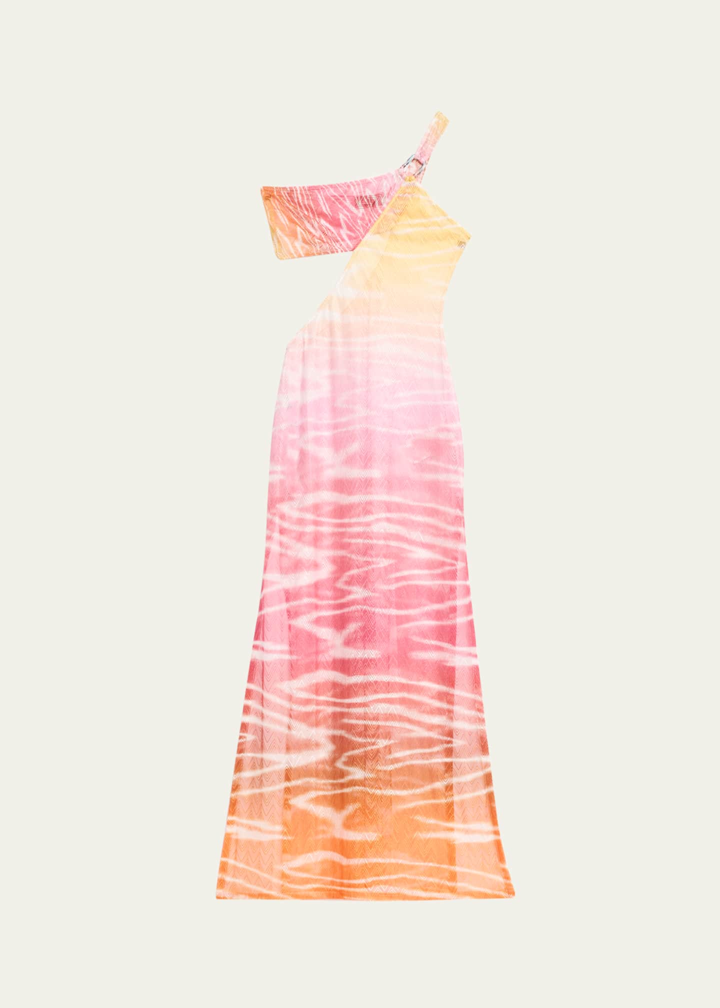 Missoni Multi Zig-Zag Knit One-Shoulder Maxi Beach Dress Image 1 of 5