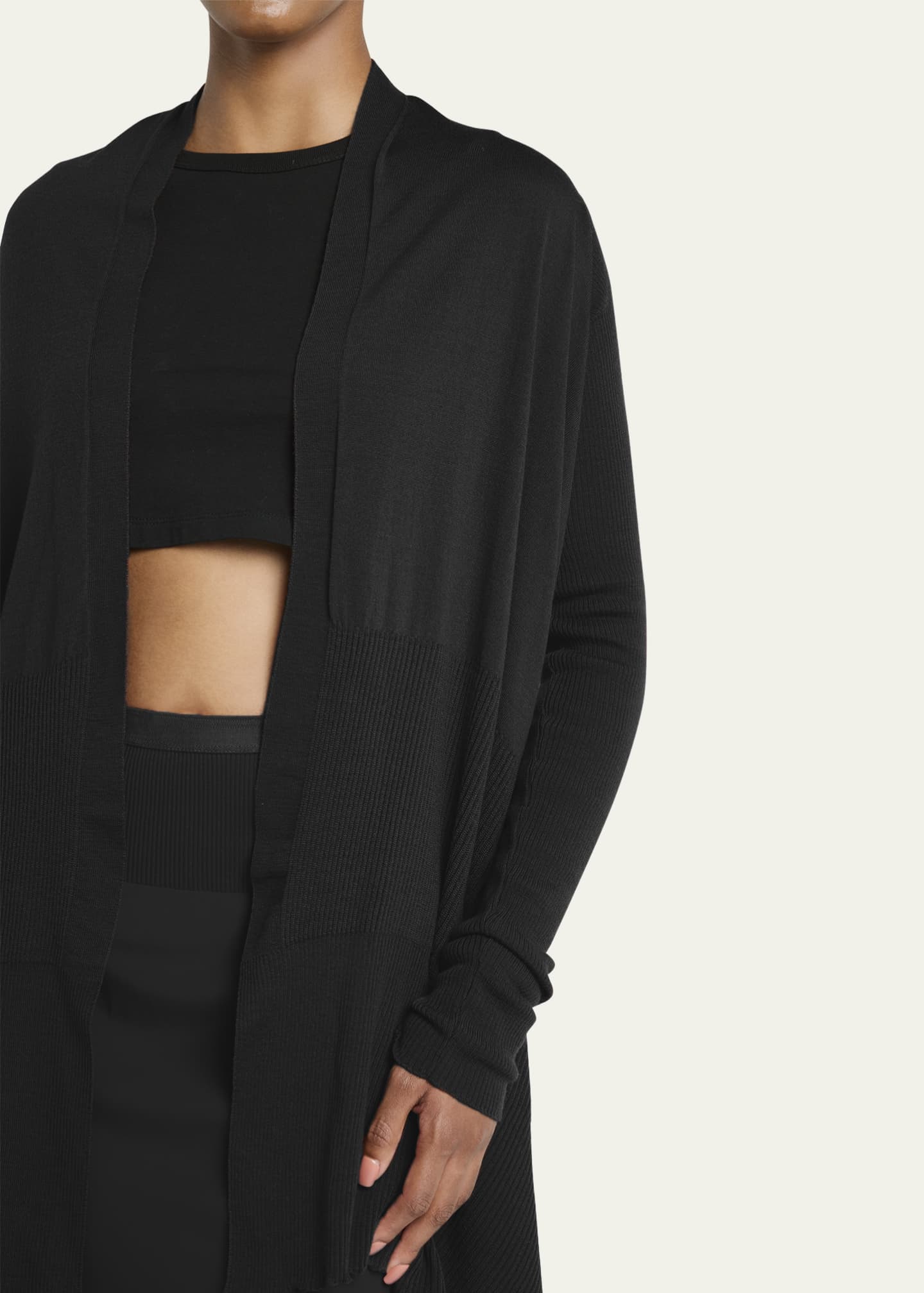 Rick Owens Long Open-Front Wool Wrap Cardigan Sweater