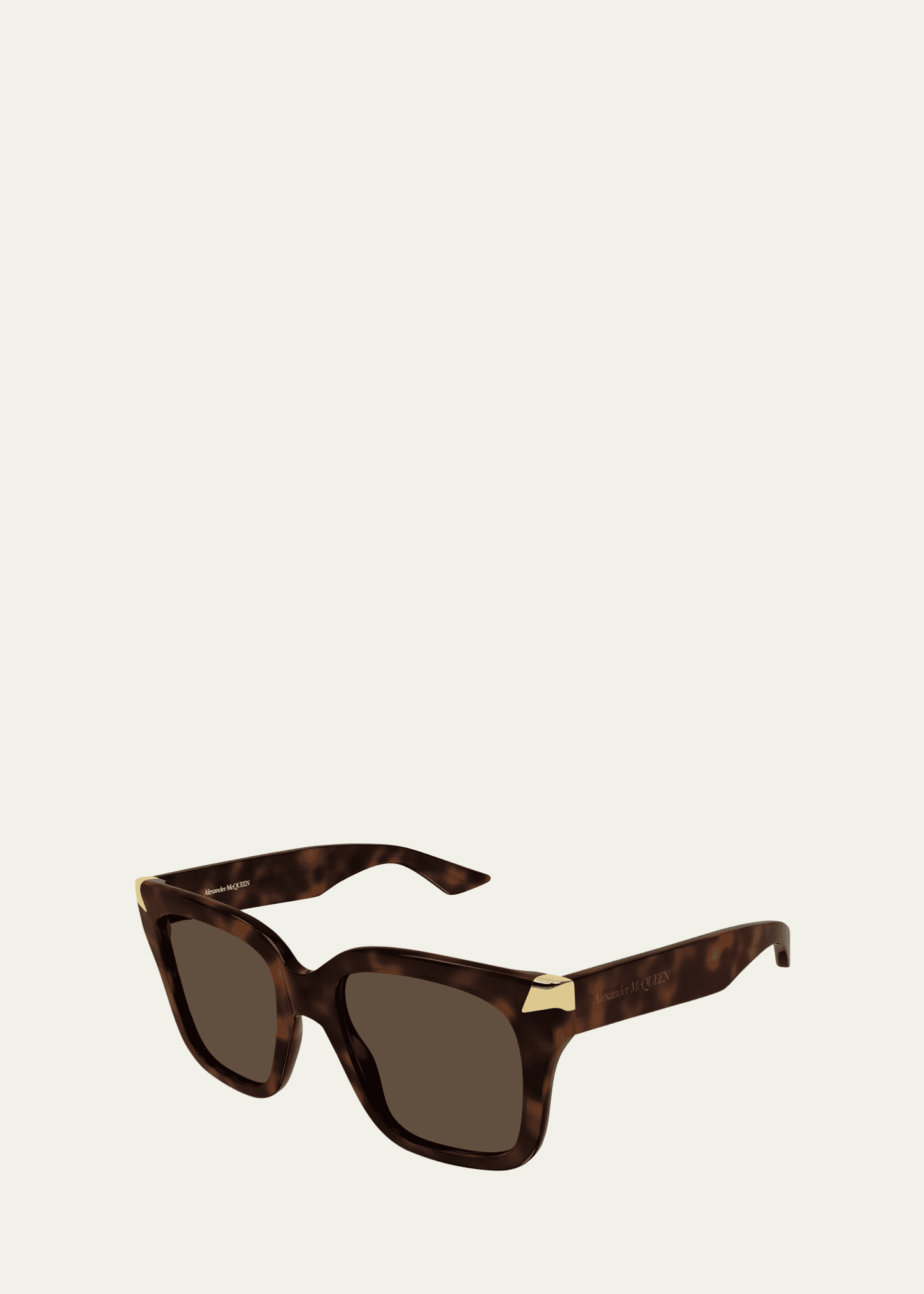 McQueen Golden-Tipped Recycled Acetate Square Sunglasses Image 2 of 2