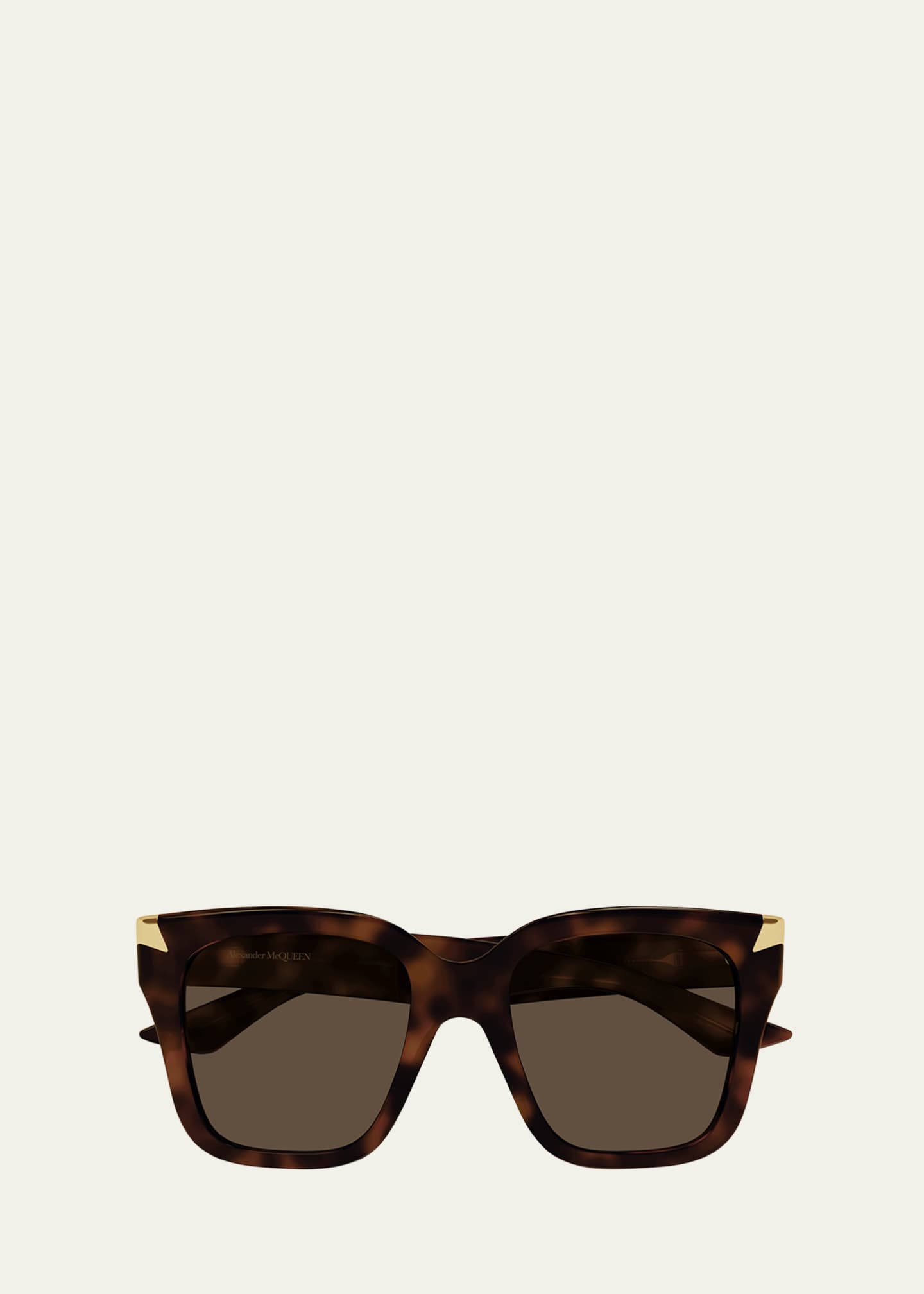 McQueen Golden-Tipped Recycled Acetate Square Sunglasses Image 1 of 2