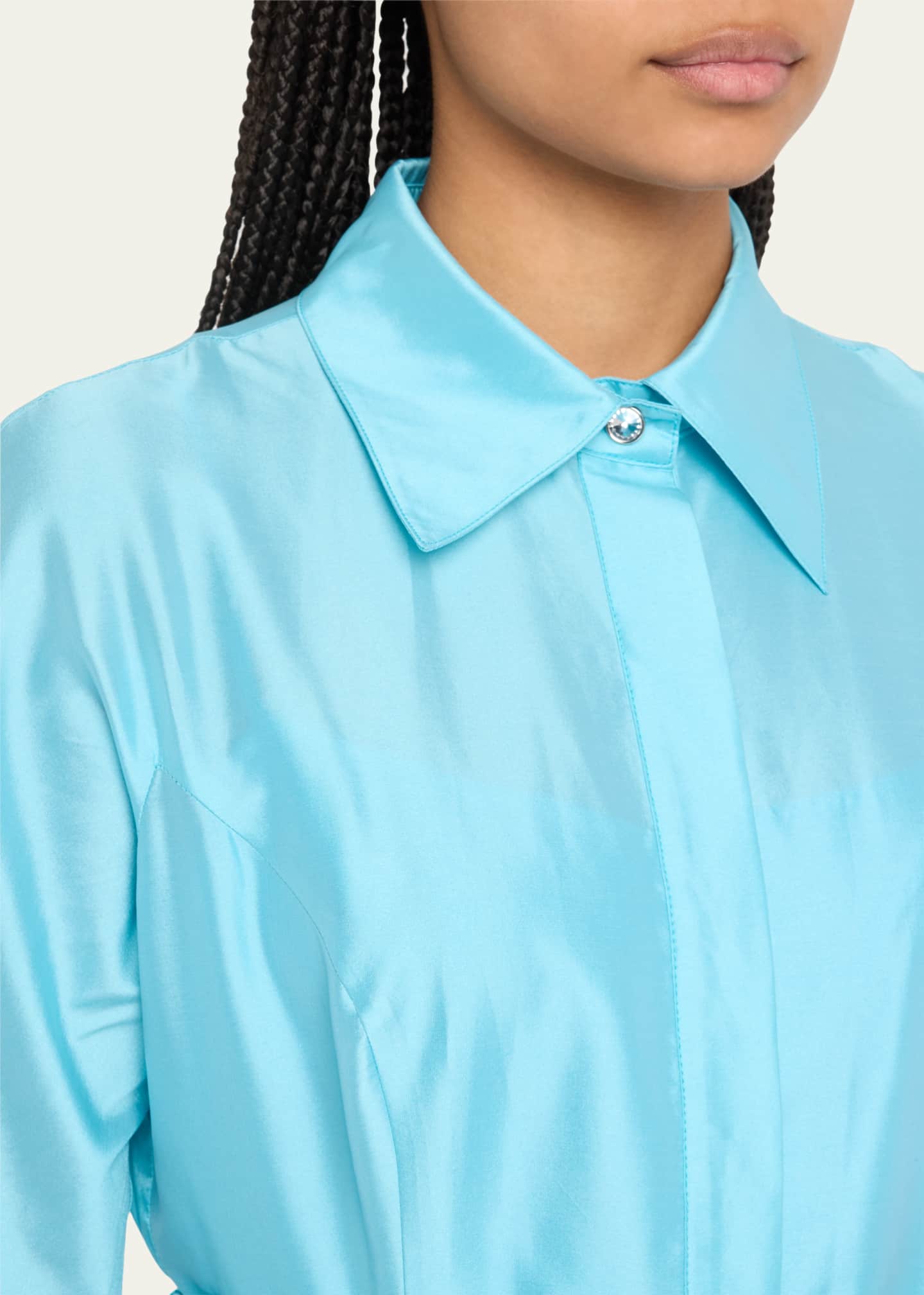Rickie Freeman for Teri Jon 3/4-Sleeve Floral Jacquard Midi Shirtdress ...