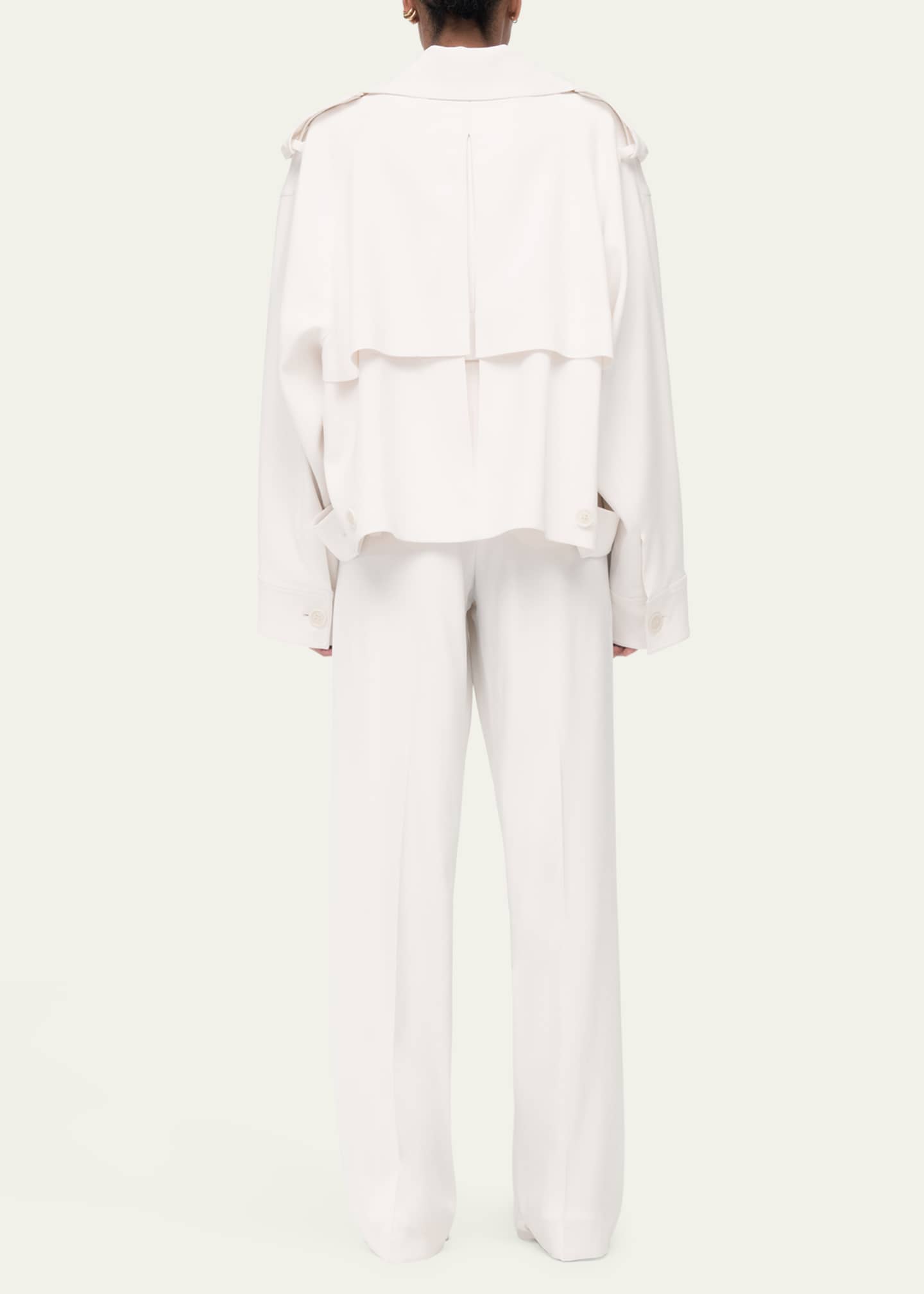 Another Tomorrow Fluid Cropped Trench Coat Image 3 of 5