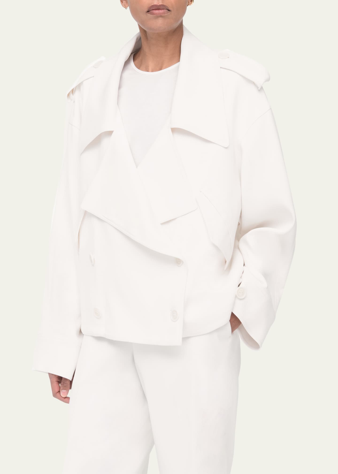 Another Tomorrow Fluid Cropped Trench Coat Image 4 of 5
