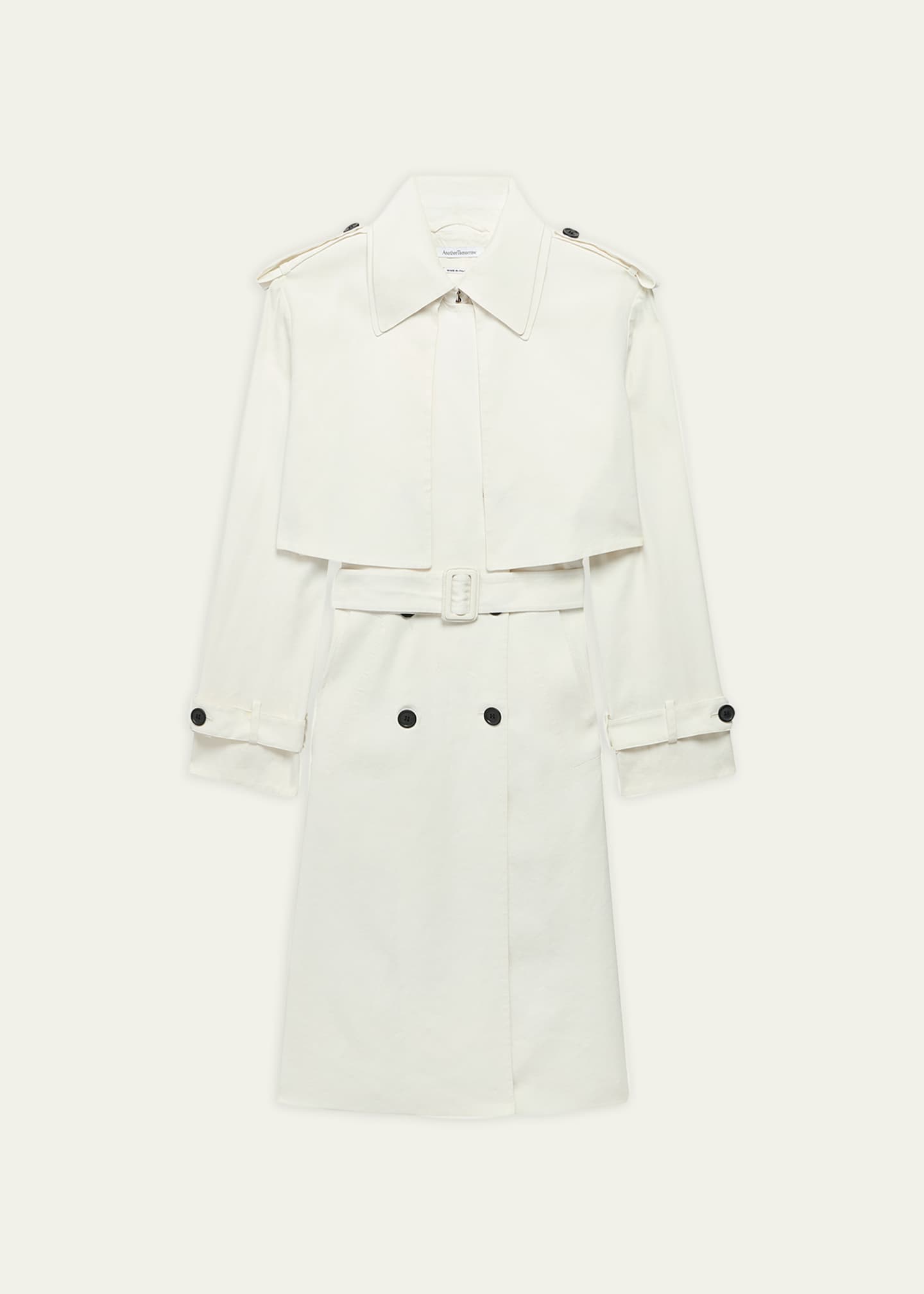 Another Tomorrow Fluid Cropped Trench Coat Image 1 of 5
