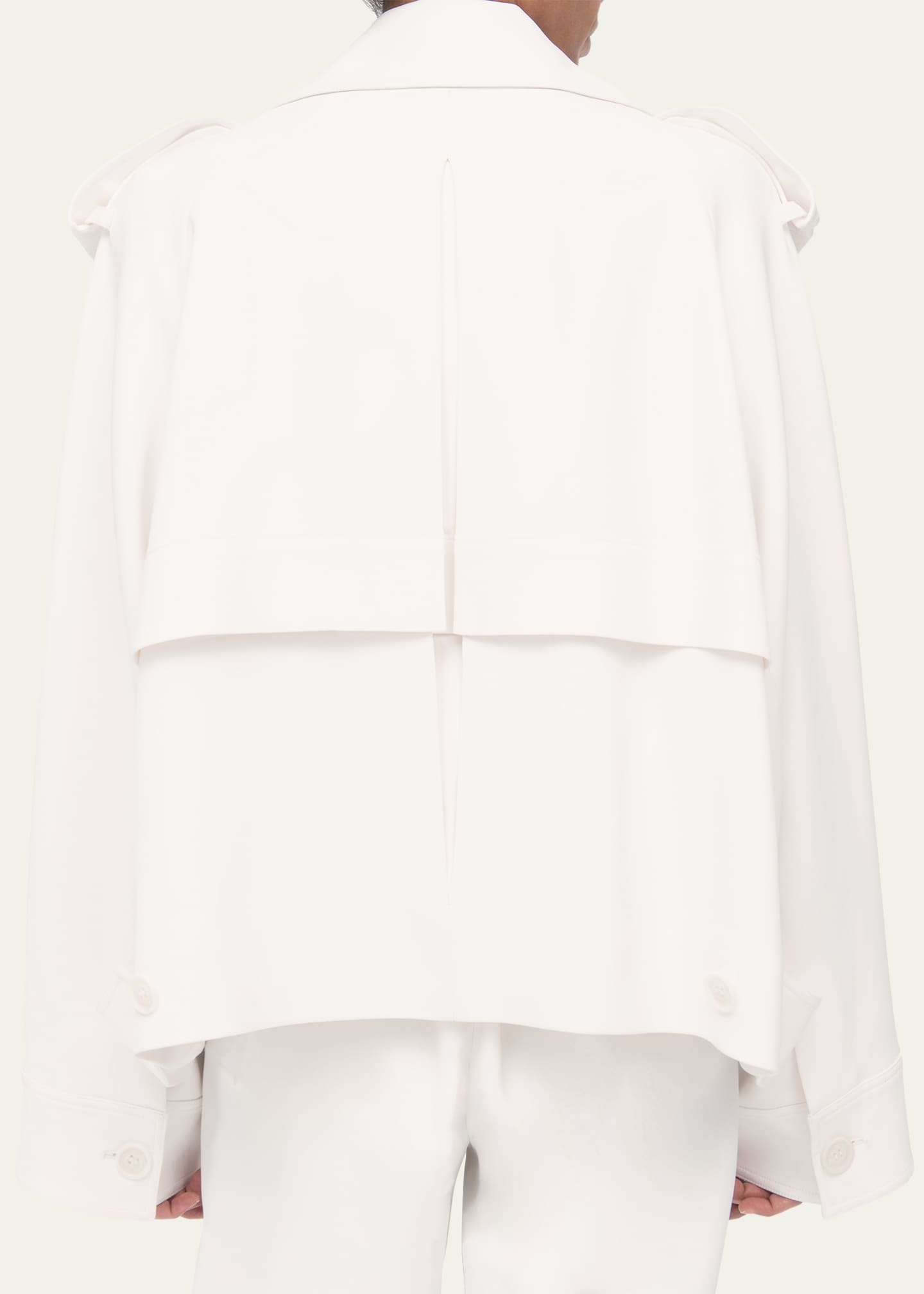 Another Tomorrow Fluid Cropped Trench Coat Image 5 of 5