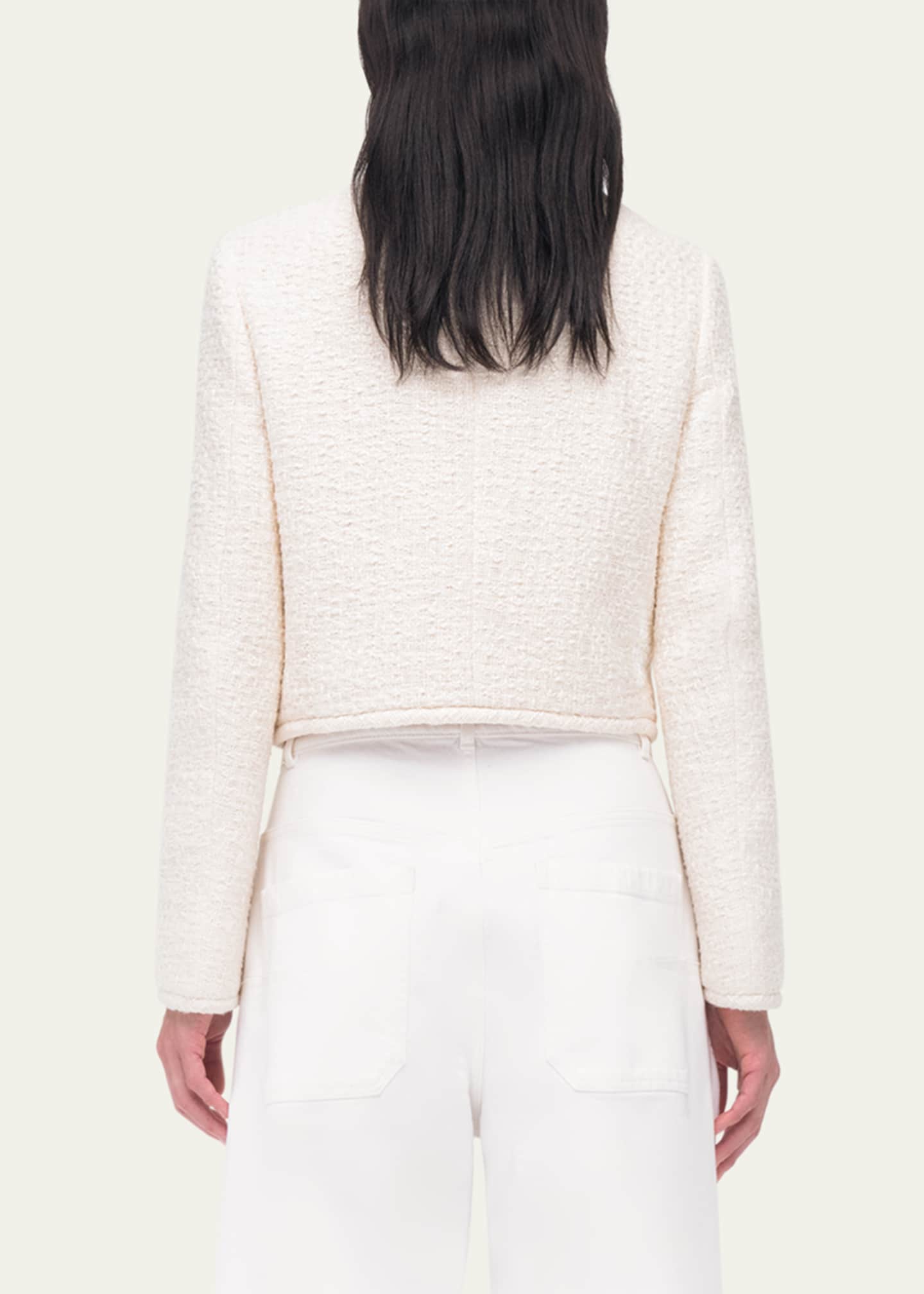 Another Tomorrow Cropped Organic Cotton Tweed Jacket