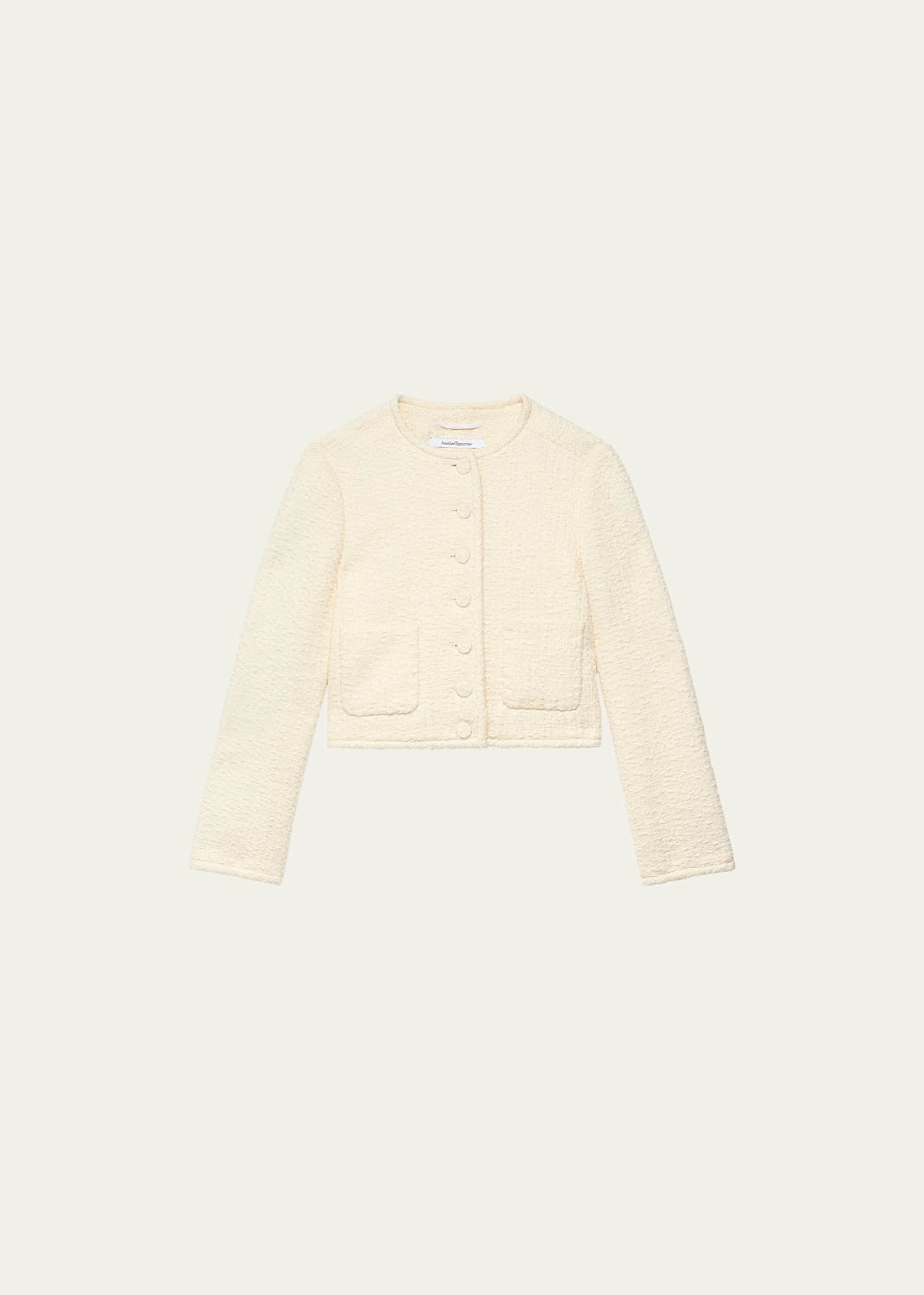 Another Tomorrow Cropped Organic Cotton Tweed Jacket