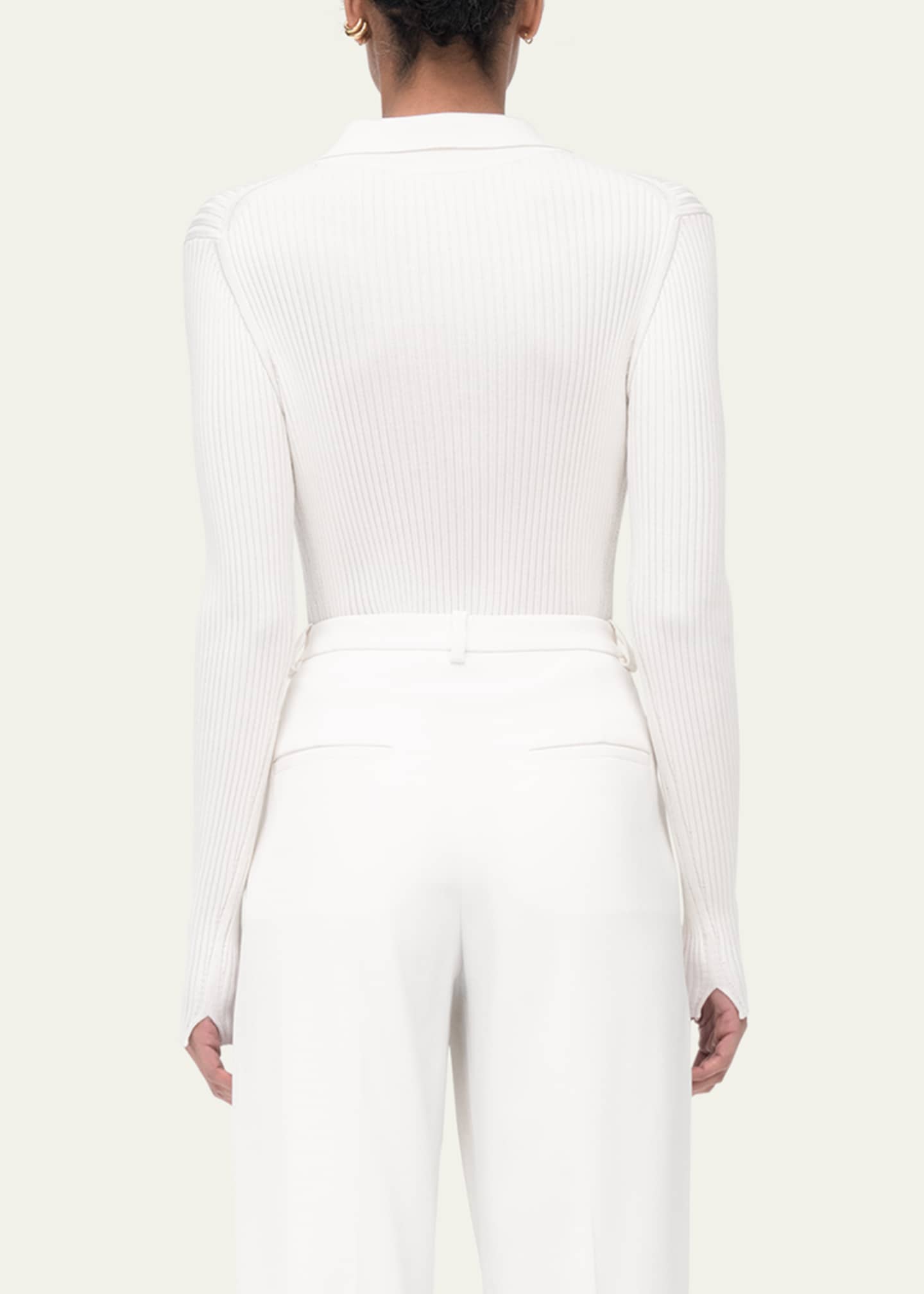 Another Tomorrow Ribbed Knit Polo Top Image 3 of 5