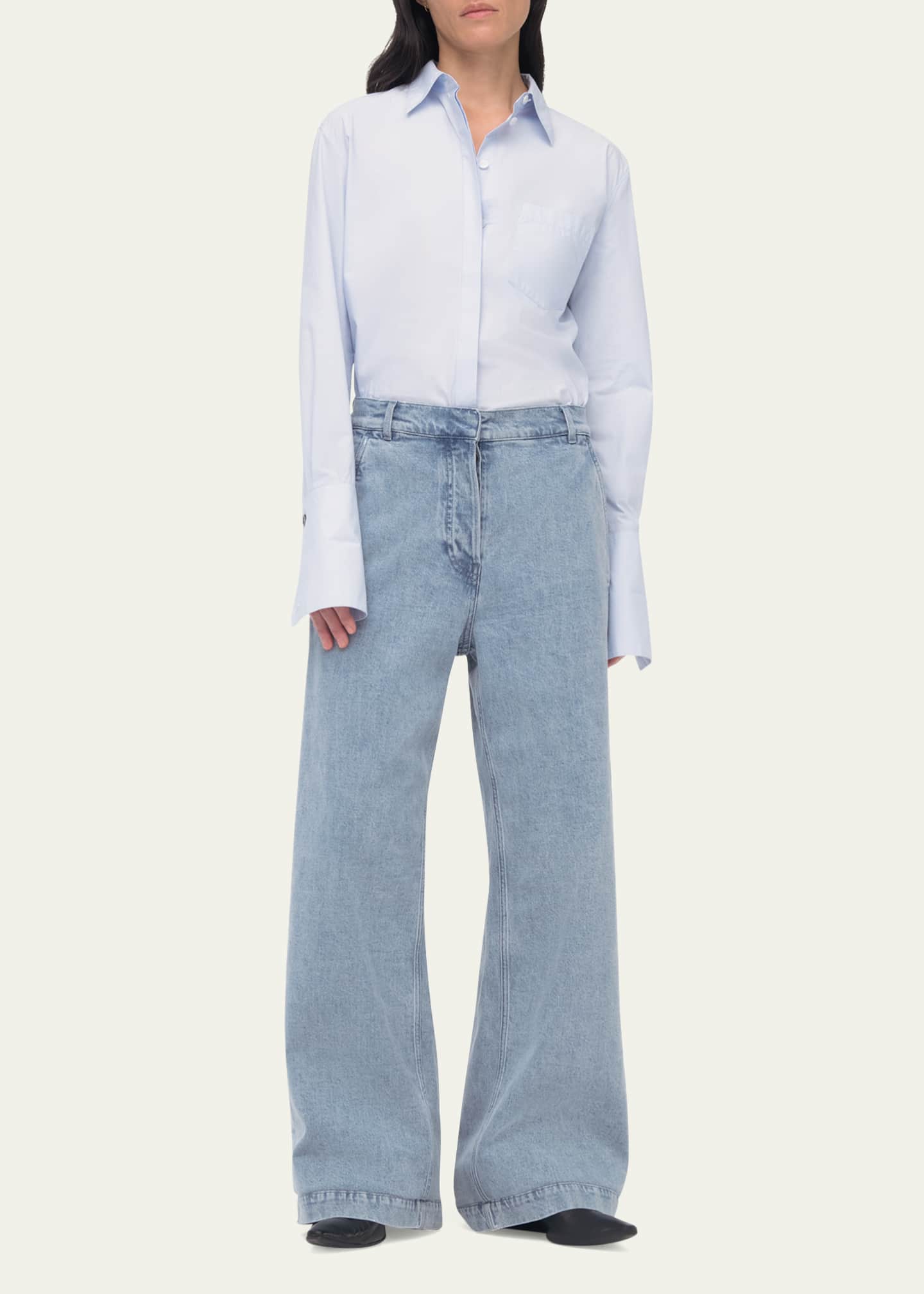 Another Tomorrow Carpenter Denim Wide-Leg Pants Image 2 of 5