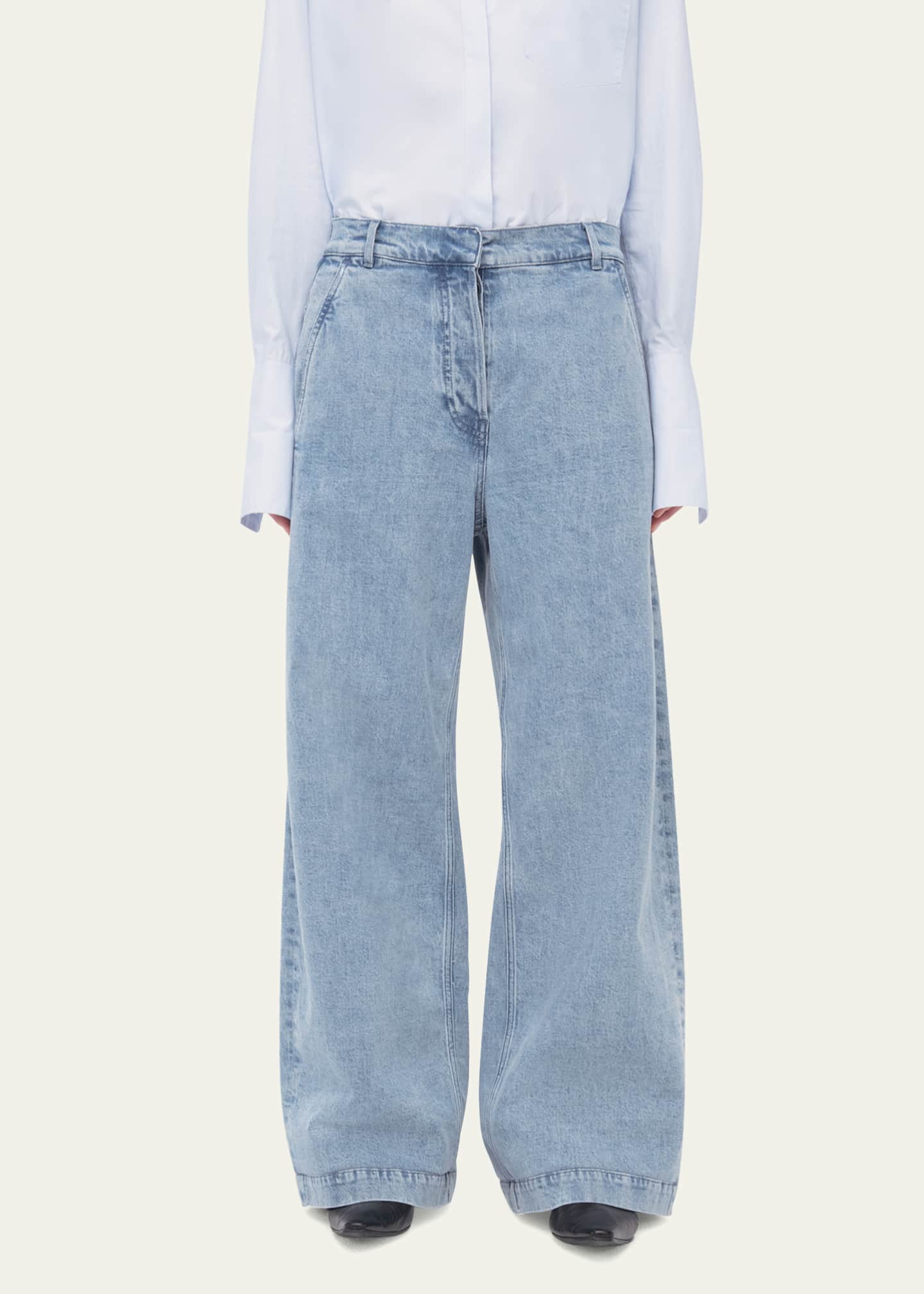 Another Tomorrow Carpenter Denim Wide-Leg Pants Image 4 of 5