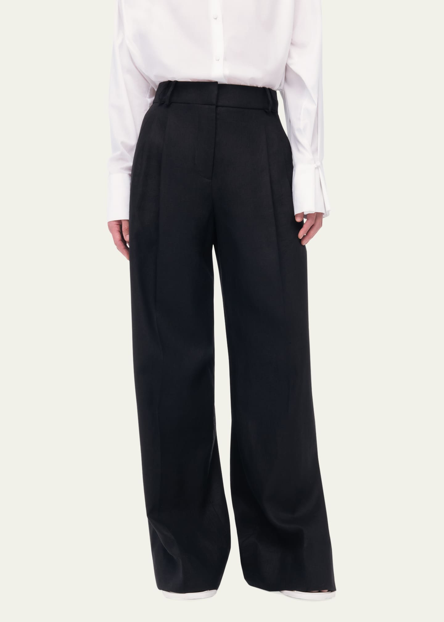 【MODERNIF】Door Linen Wide Slacks MODERNIF】Door Linen Wide Slacks Wide Leg Linen Pants for