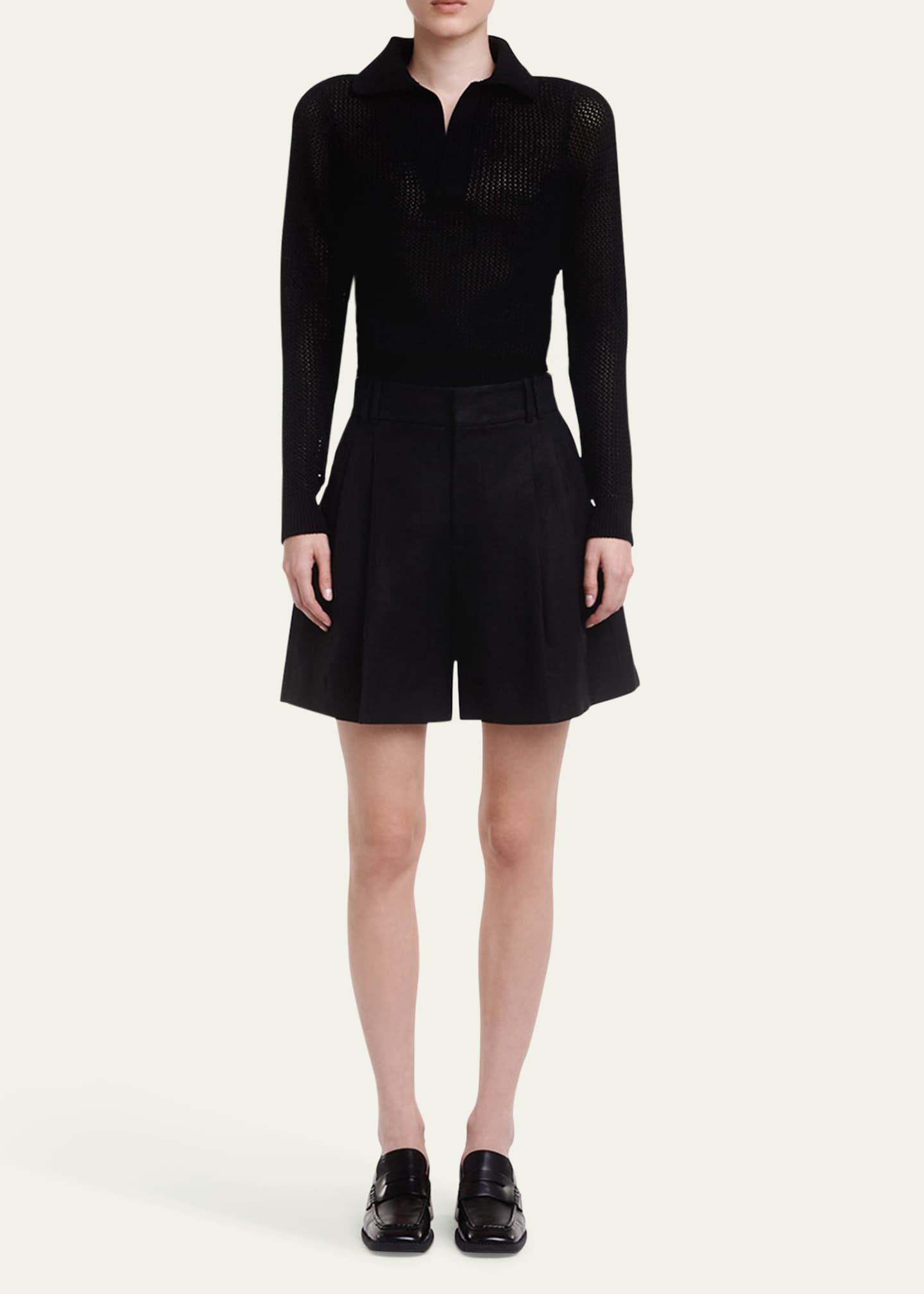 Another Tomorrow Pleated Front Linen Short Image 2 of 5