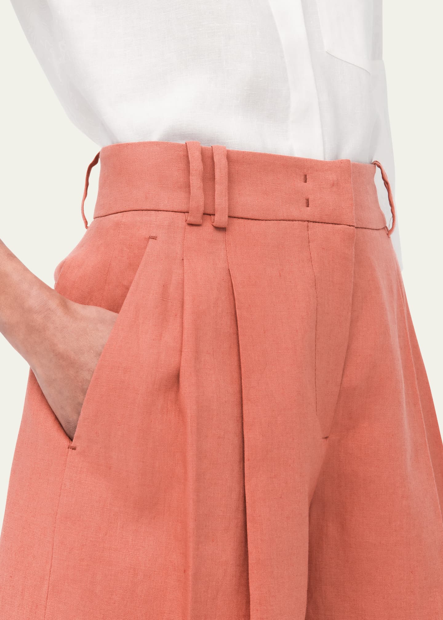 Another Tomorrow Pleated Front Linen Short Image 5 of 5