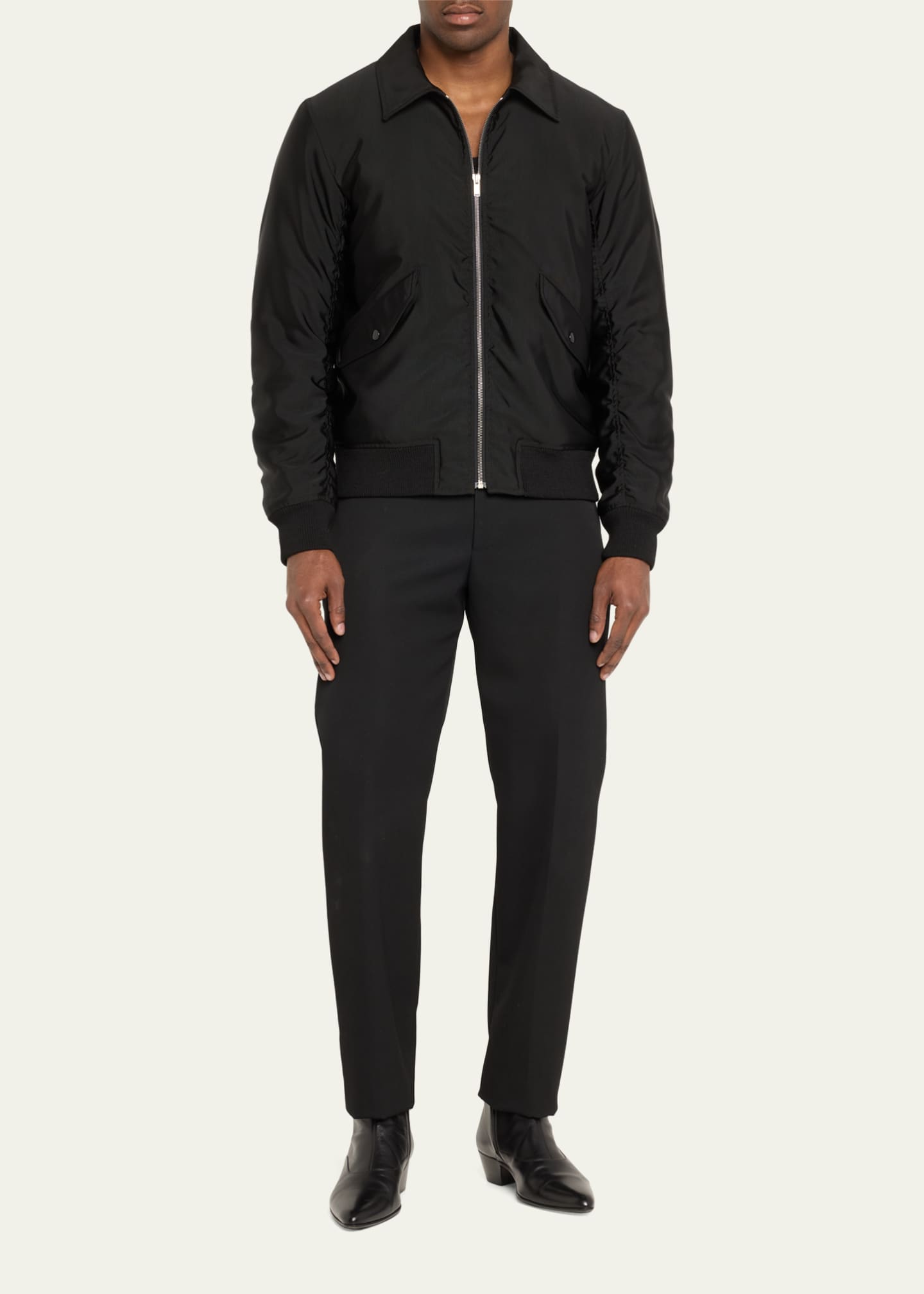 Saint Laurent Men's Faille Bomber Jacket Image 2 of 5