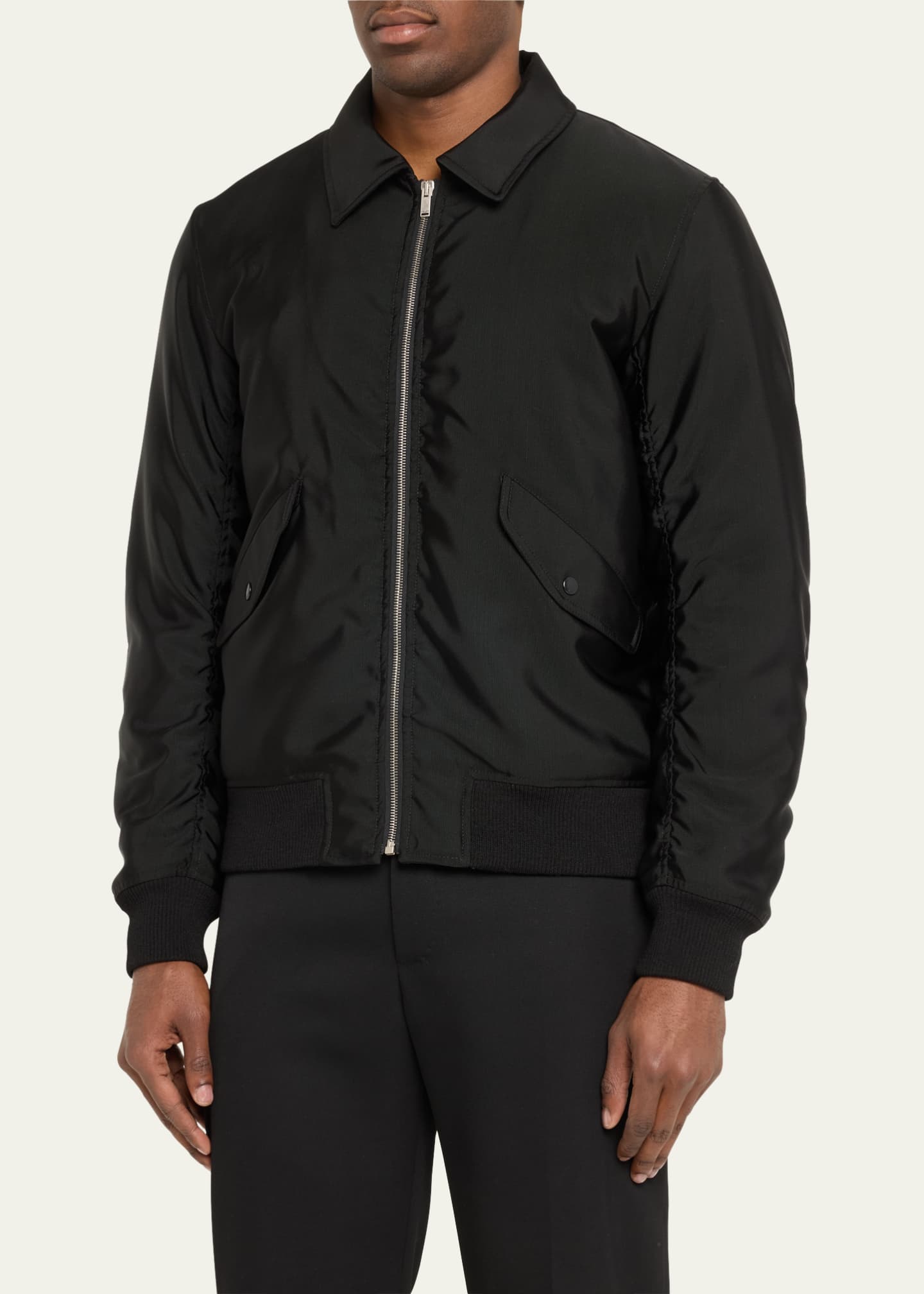 Saint Laurent Men's Faille Bomber Jacket Image 4 of 5