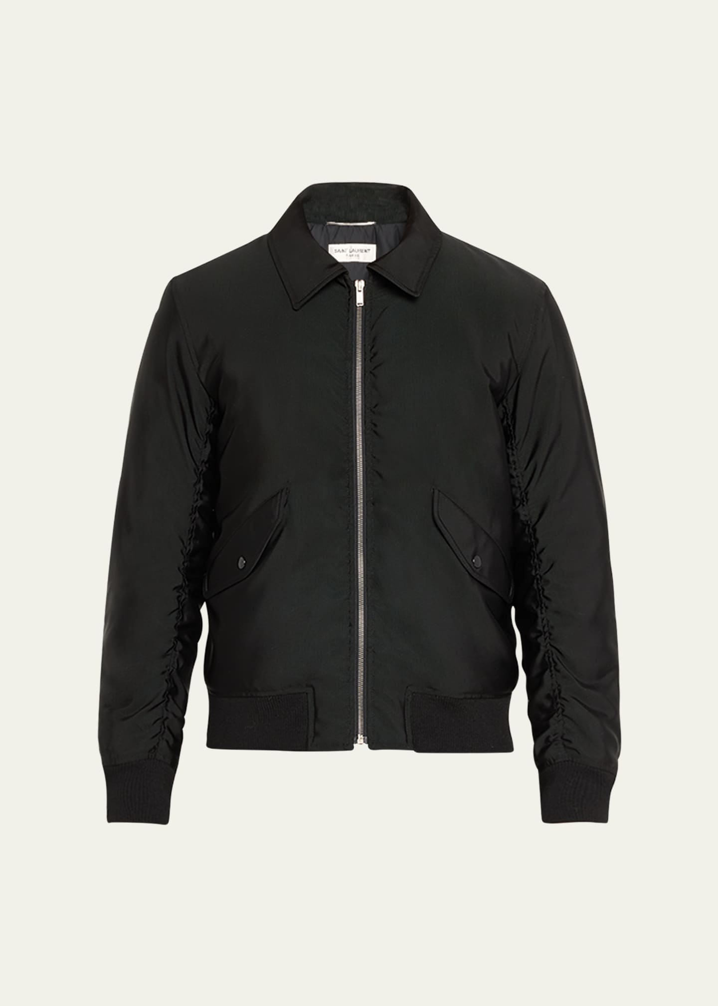 Saint Laurent Men's Faille Bomber Jacket Image 1 of 5