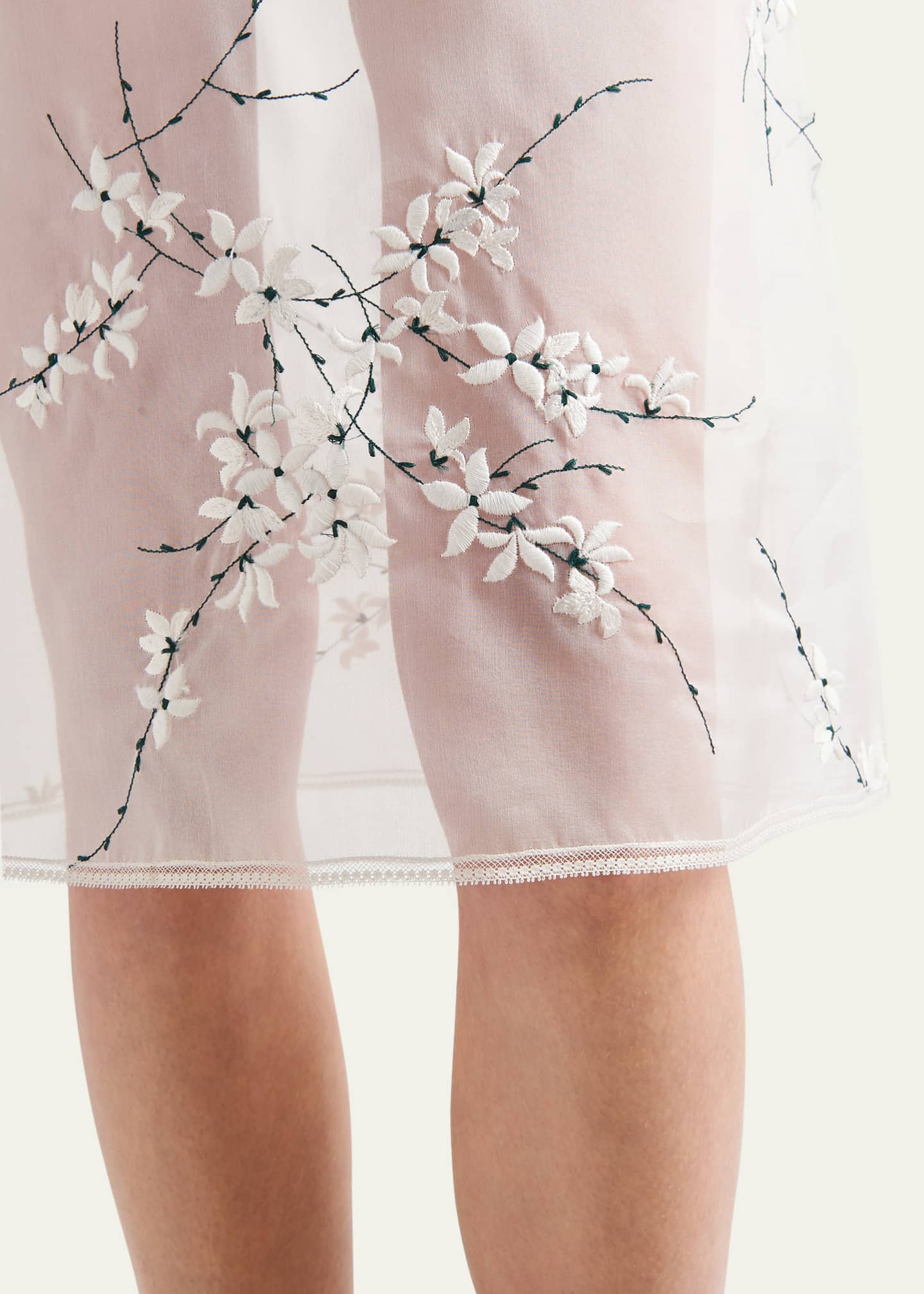 Prada Organza Floral Embroidered Midi Skirt