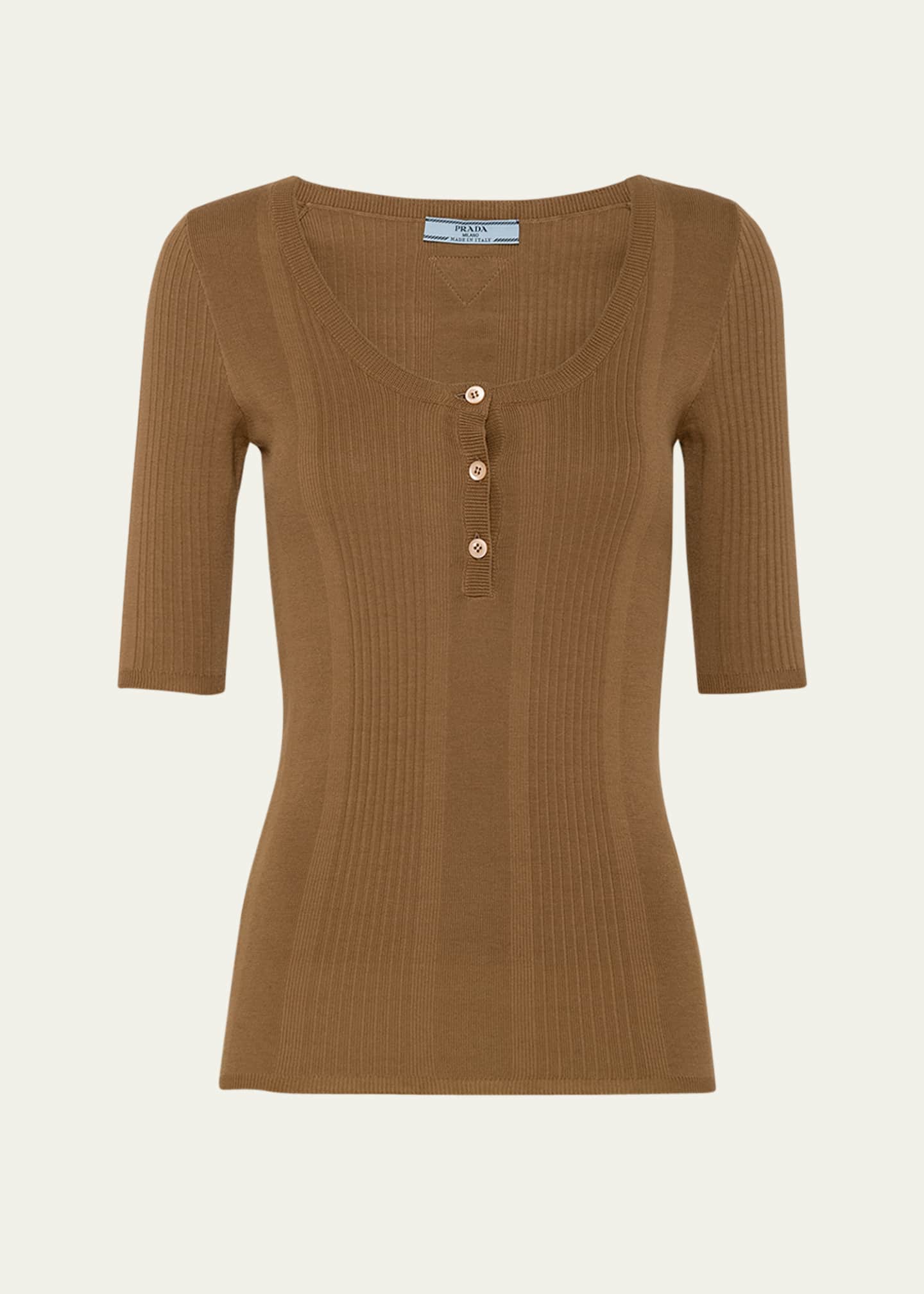 Prada Slim Cotton Knit Shirt Image 1 of 4