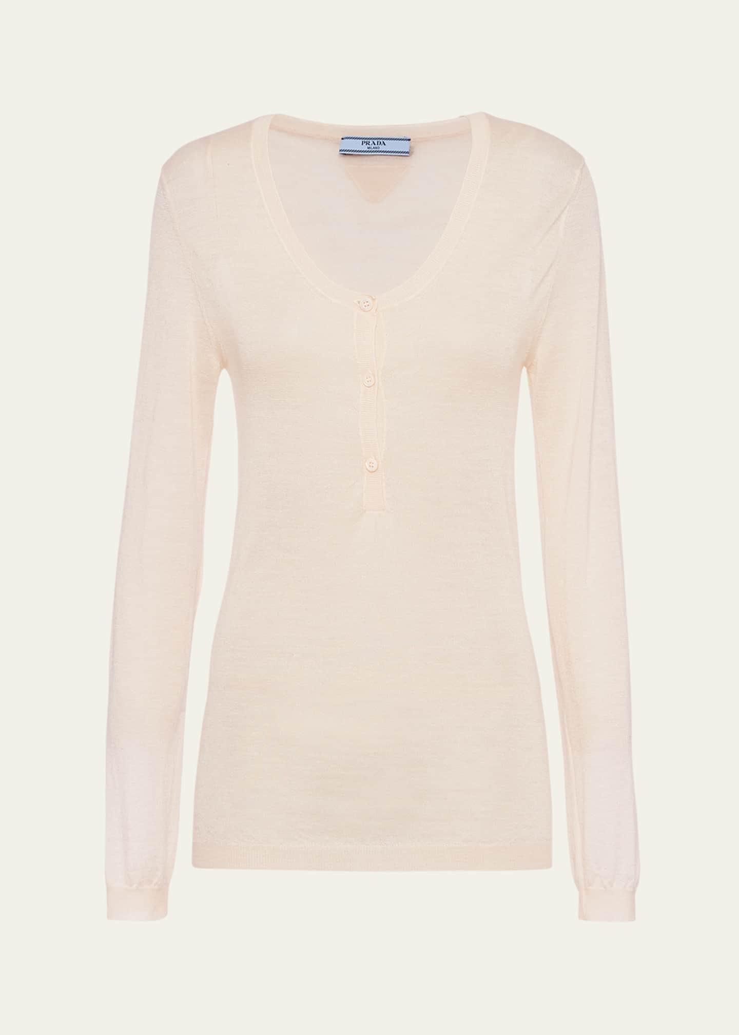 Prada Logo Patch Superfine Cashmere Shirt Image 1 of 5