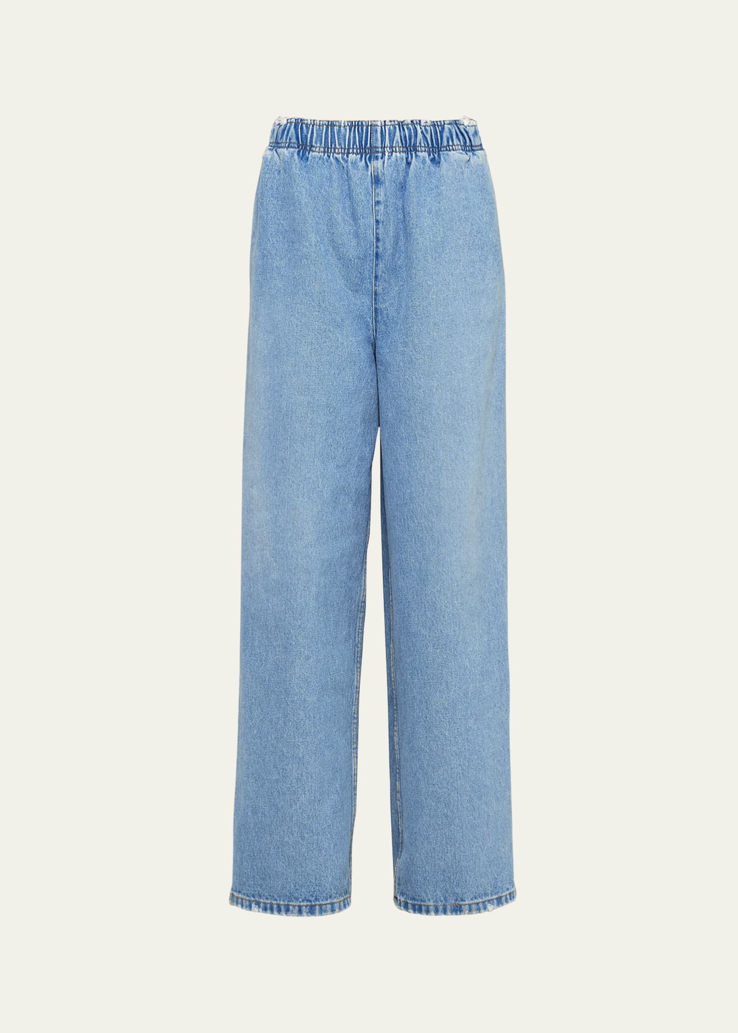 Prada Elastic Waist Denim Bleached Pants - Bergdorf Goodman