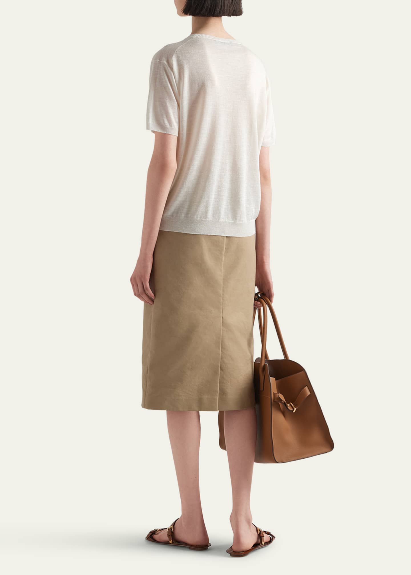 Prada Intarsia Logo Silk Linen Knit Shirt Image 3 of 4
