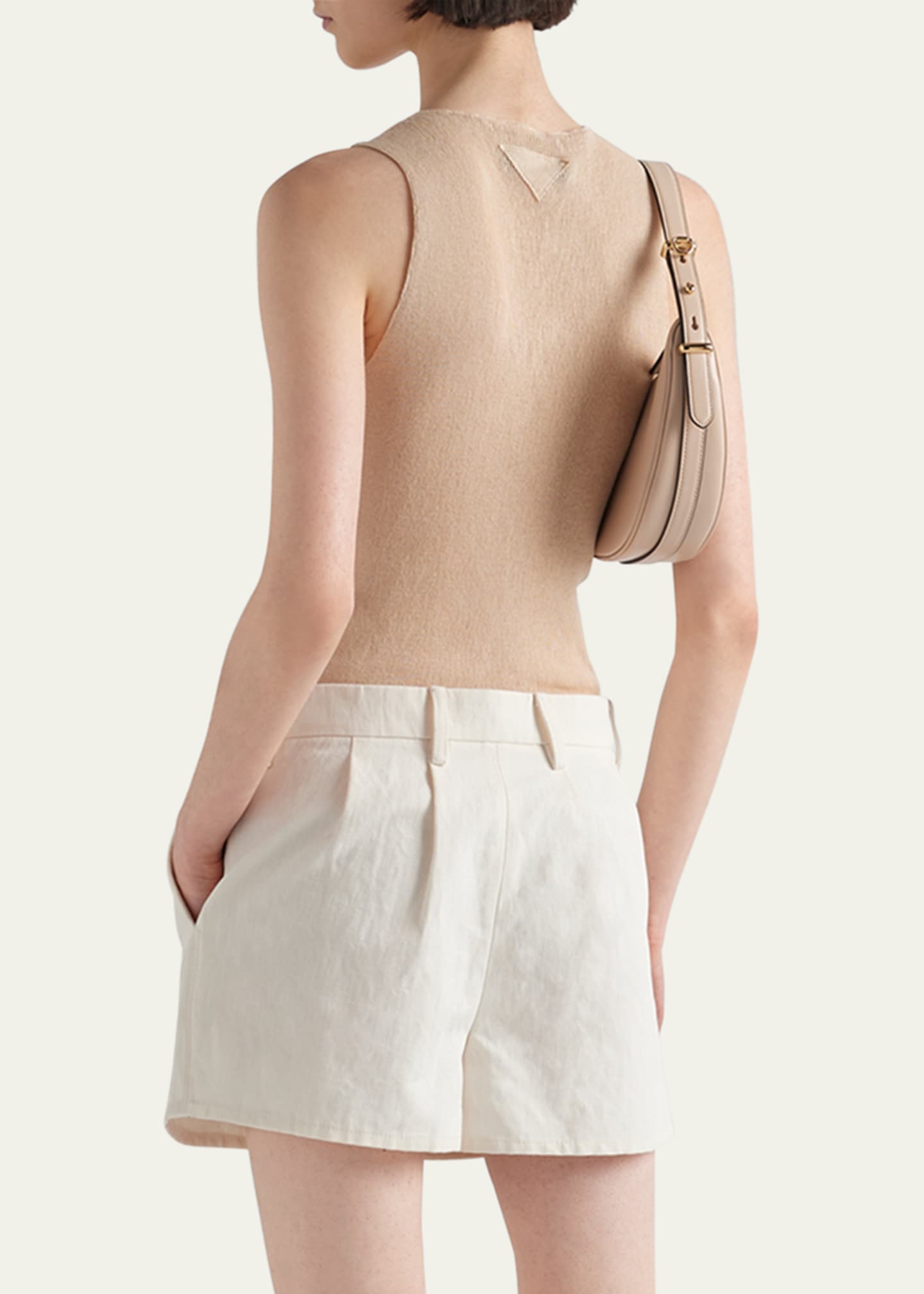 Prada Logo Patch Superfine Knit Tank Top Image 3 of 4