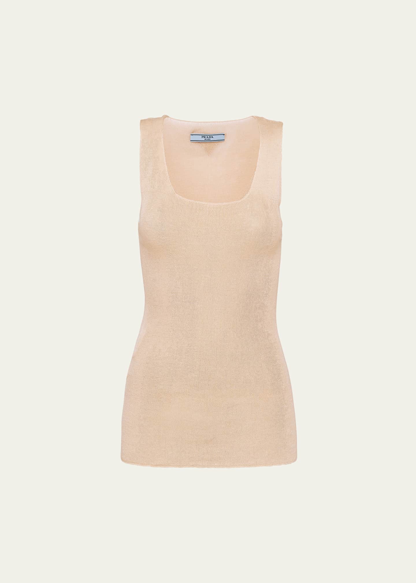 Prada Logo Patch Superfine Knit Tank Top Image 1 of 4