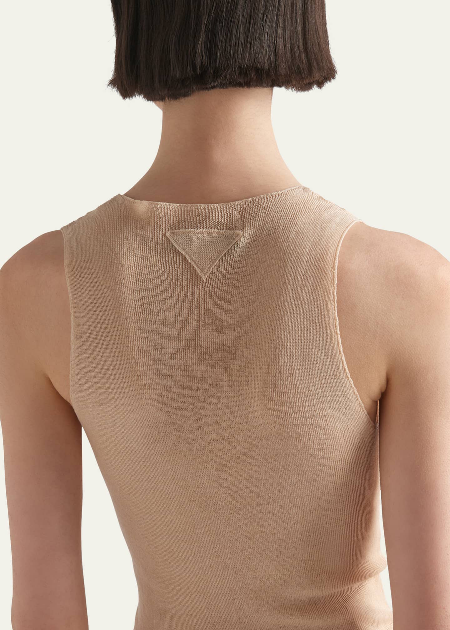 Prada Logo Patch Superfine Knit Tank Top Image 4 of 4