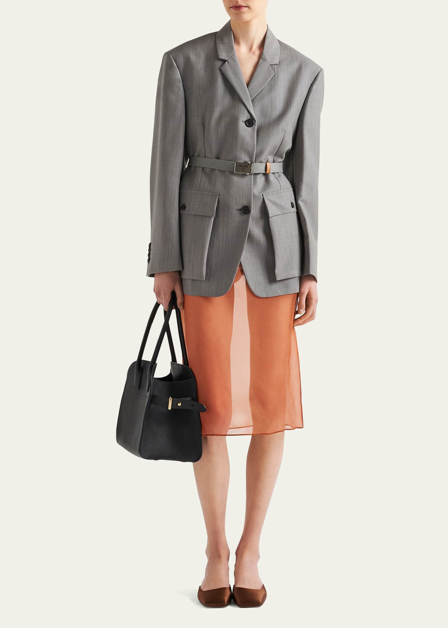 ジャケット PRADA GREY MOHAIR BLEND BLAZER Mohair blazer in grey - Prada | Mytheresa