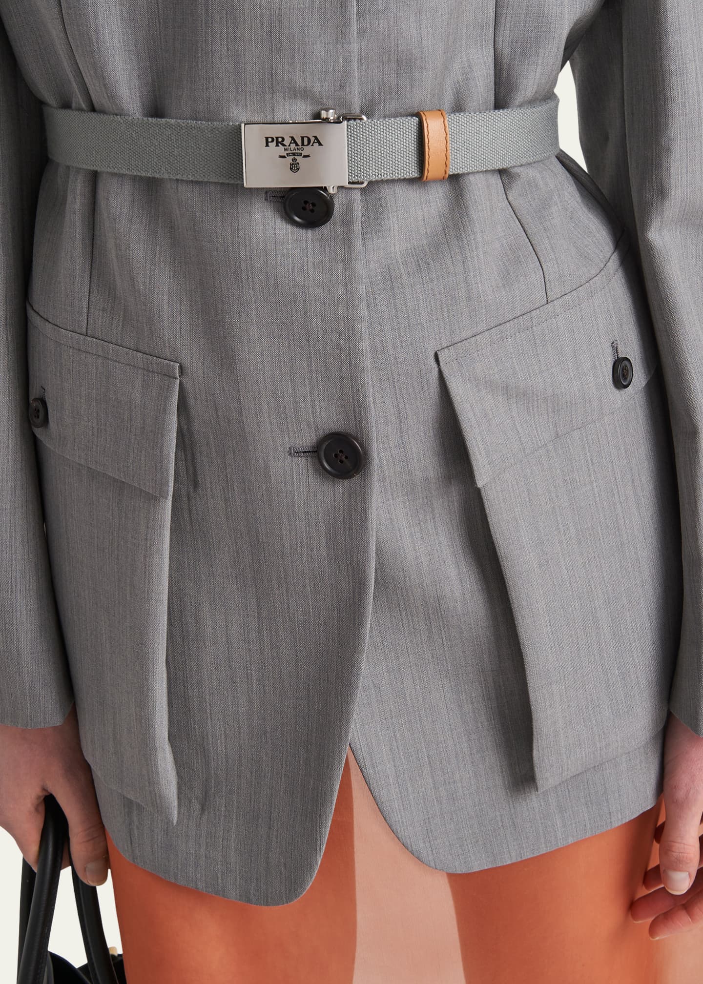 Prada Kid Mohair Belted Blazer Image 4 of 4