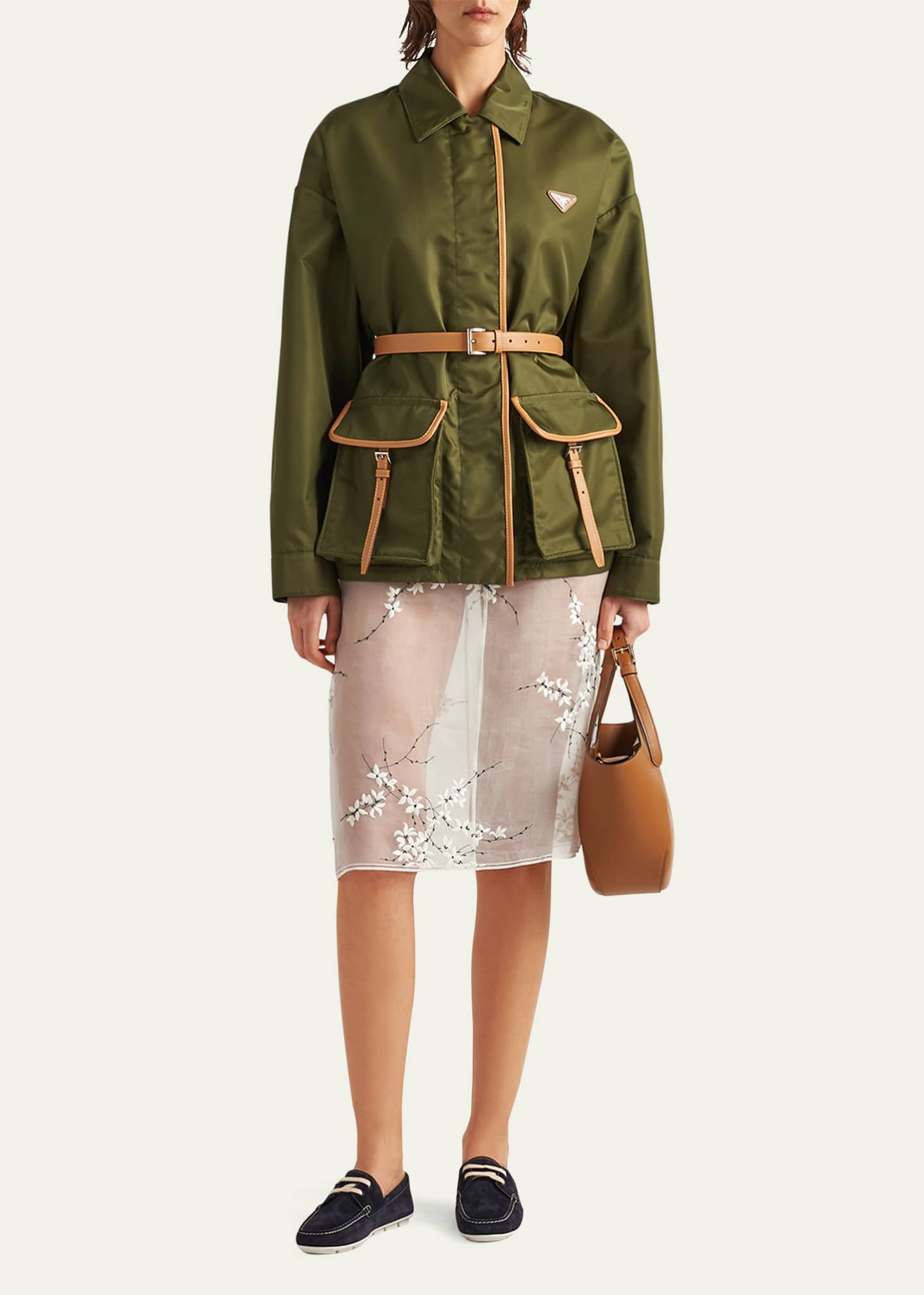 Prada nylon 2024 belted jacket